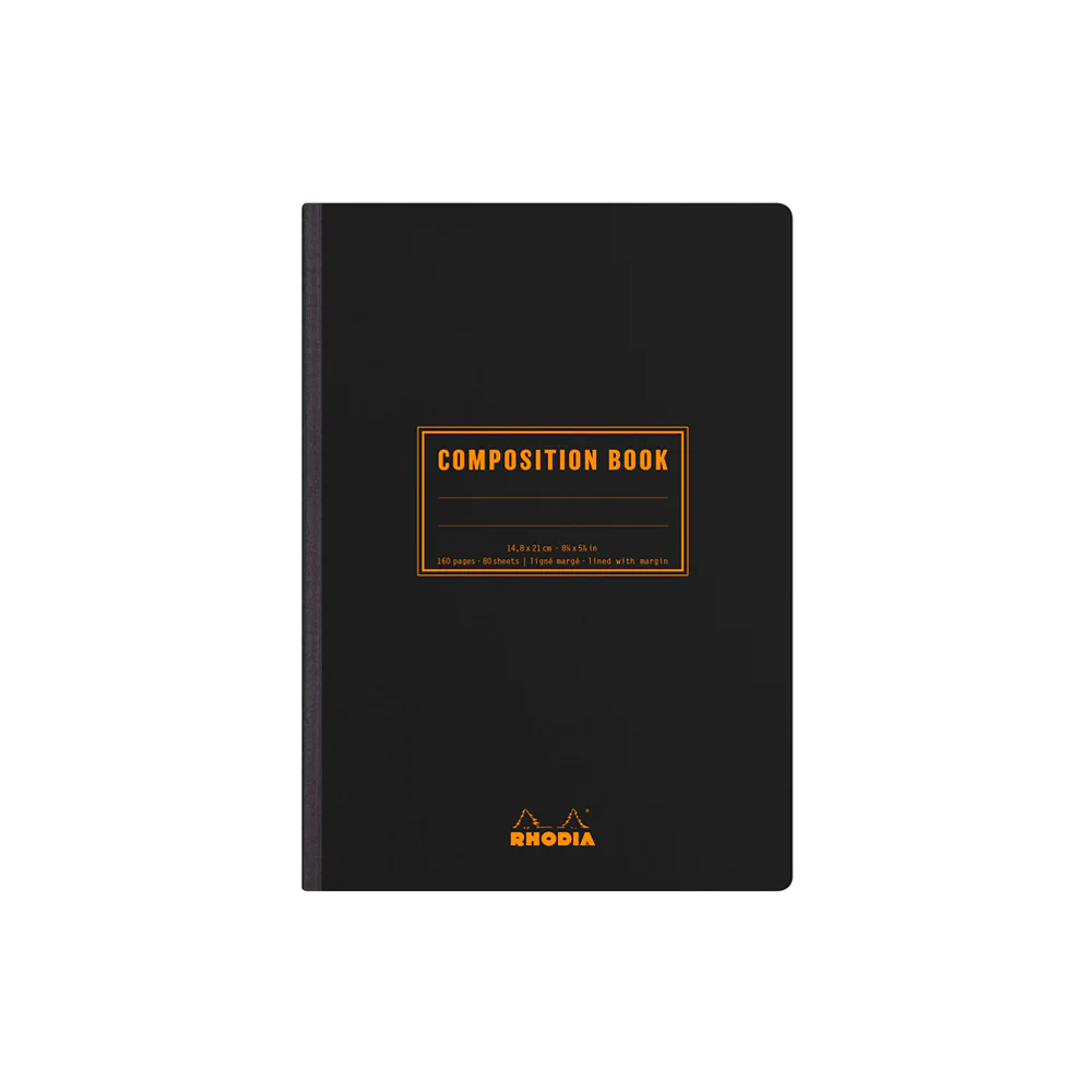 Rhodia Composition Book A5 Ruled with Margin Black