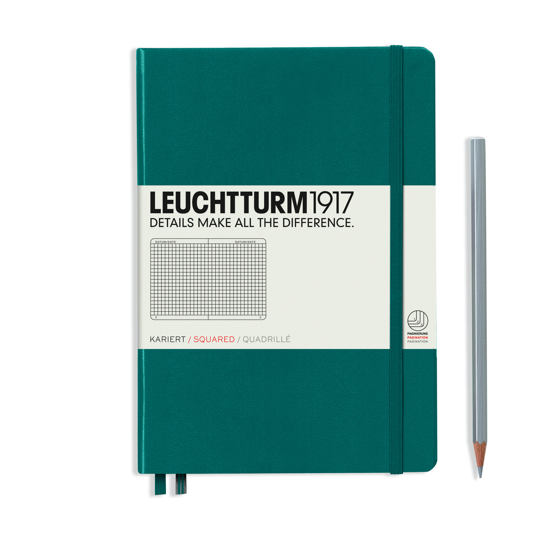 Leuchtturm1917 Notebook Medium (A5) Squared Pacific Green