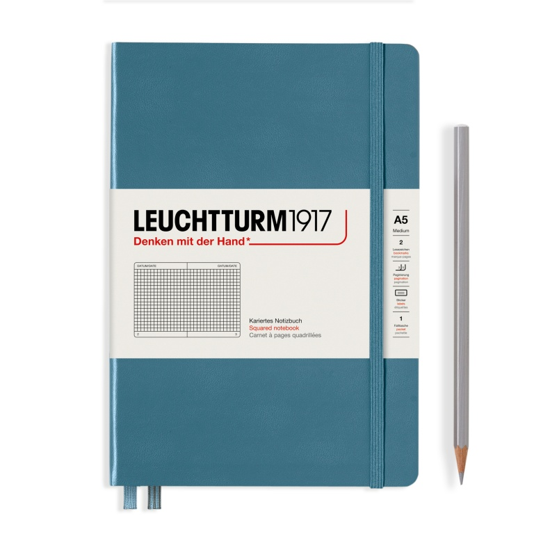 Leuchtturm1917 Notebook Medium (A5) Squared Stone Blue