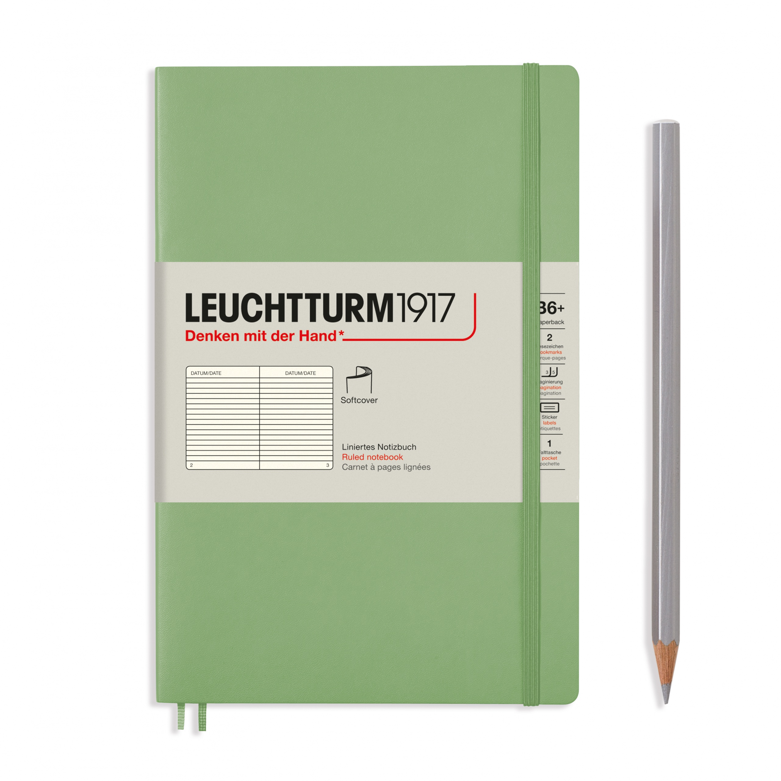 Leuchtturm1917 Notebook Softcover Paperback (B6+) Ruled Sage