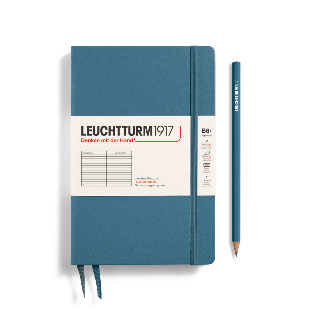 Leuchtturm1917 Notebook Composition (B6+) Hardcover Ruled Stone Blue