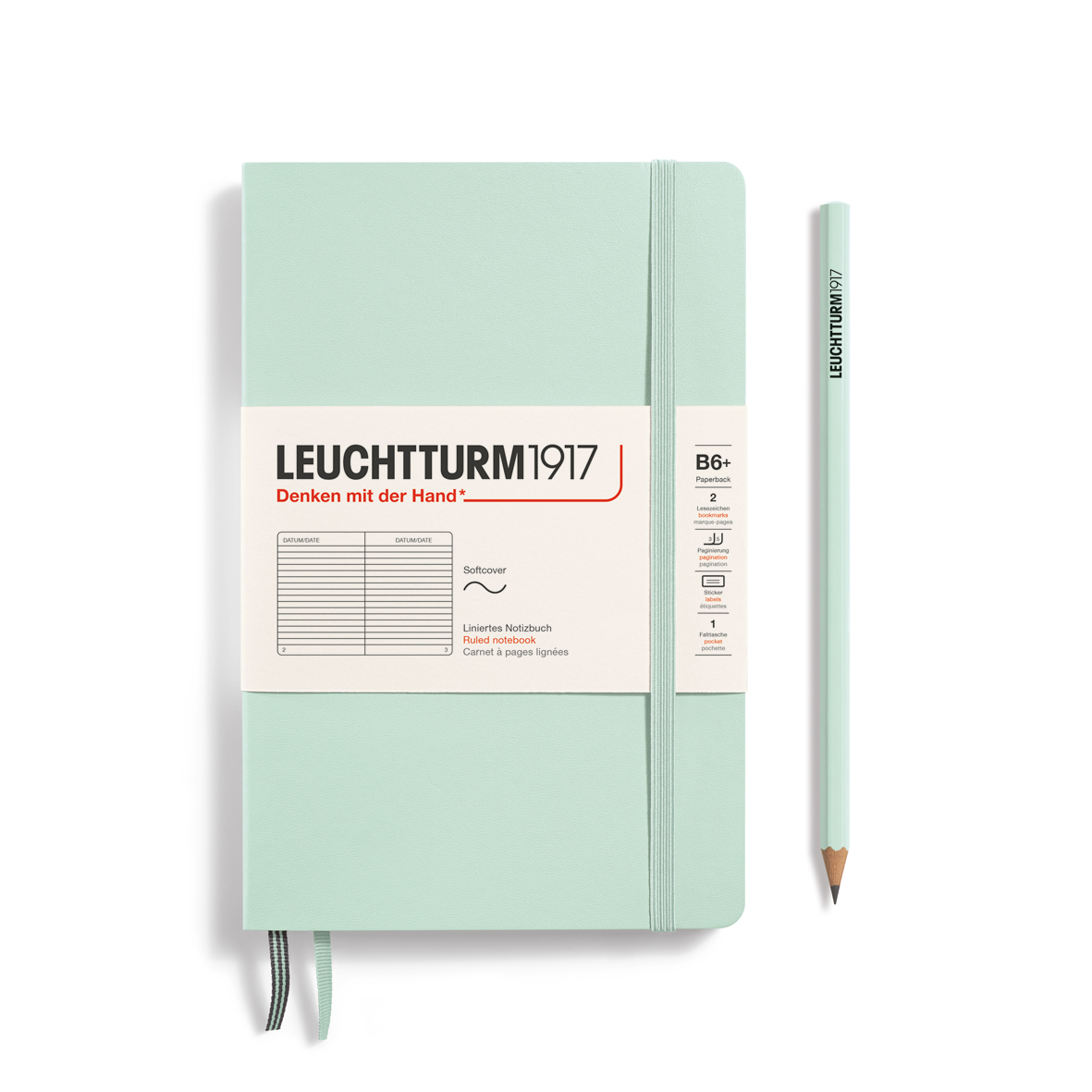 Leuchtturm1917 Notebook Softcover Paperback Ruled (B6+) Mint Green
