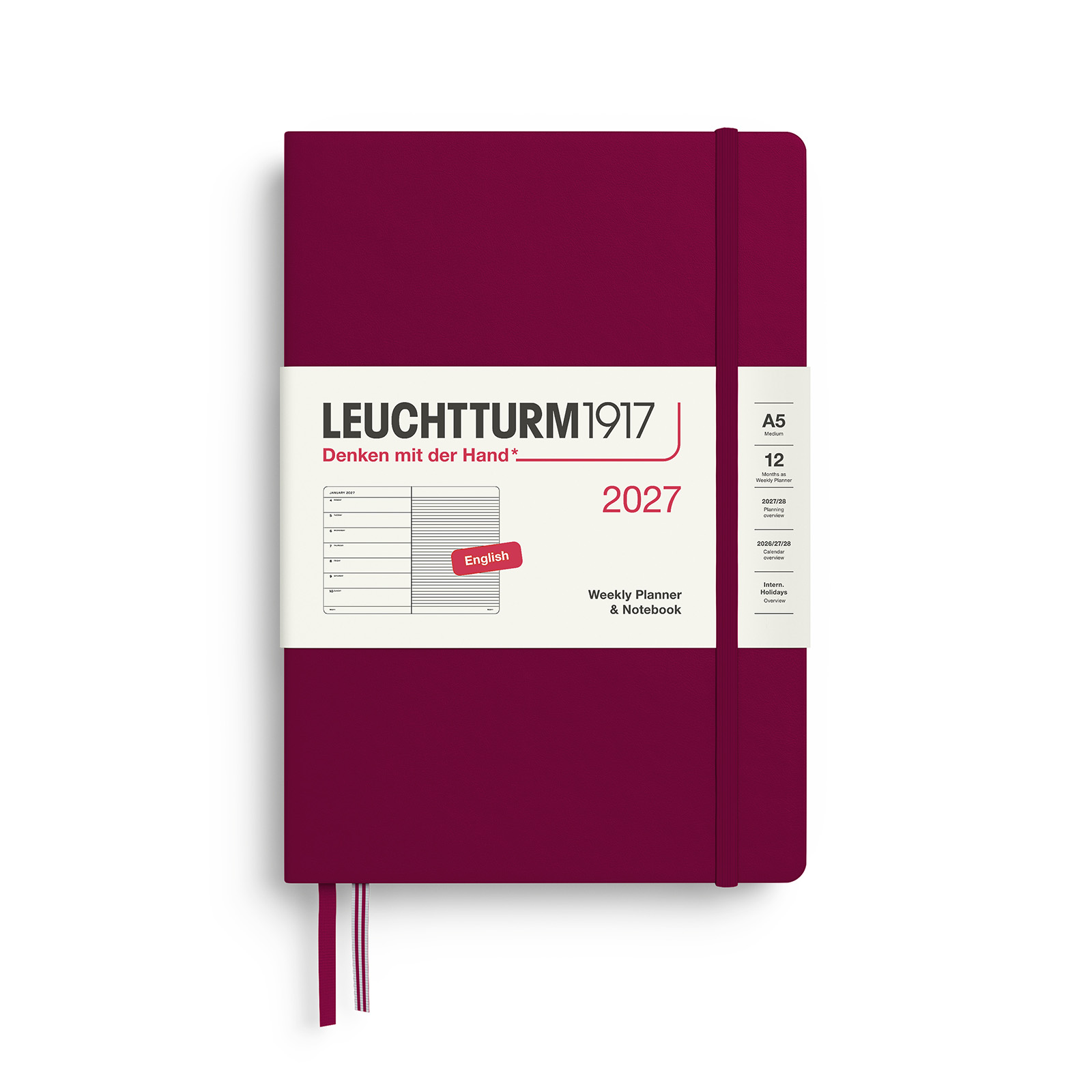 Leuchtturm1917 Weekly Planner & Notebook 2027 A5 Hardcover