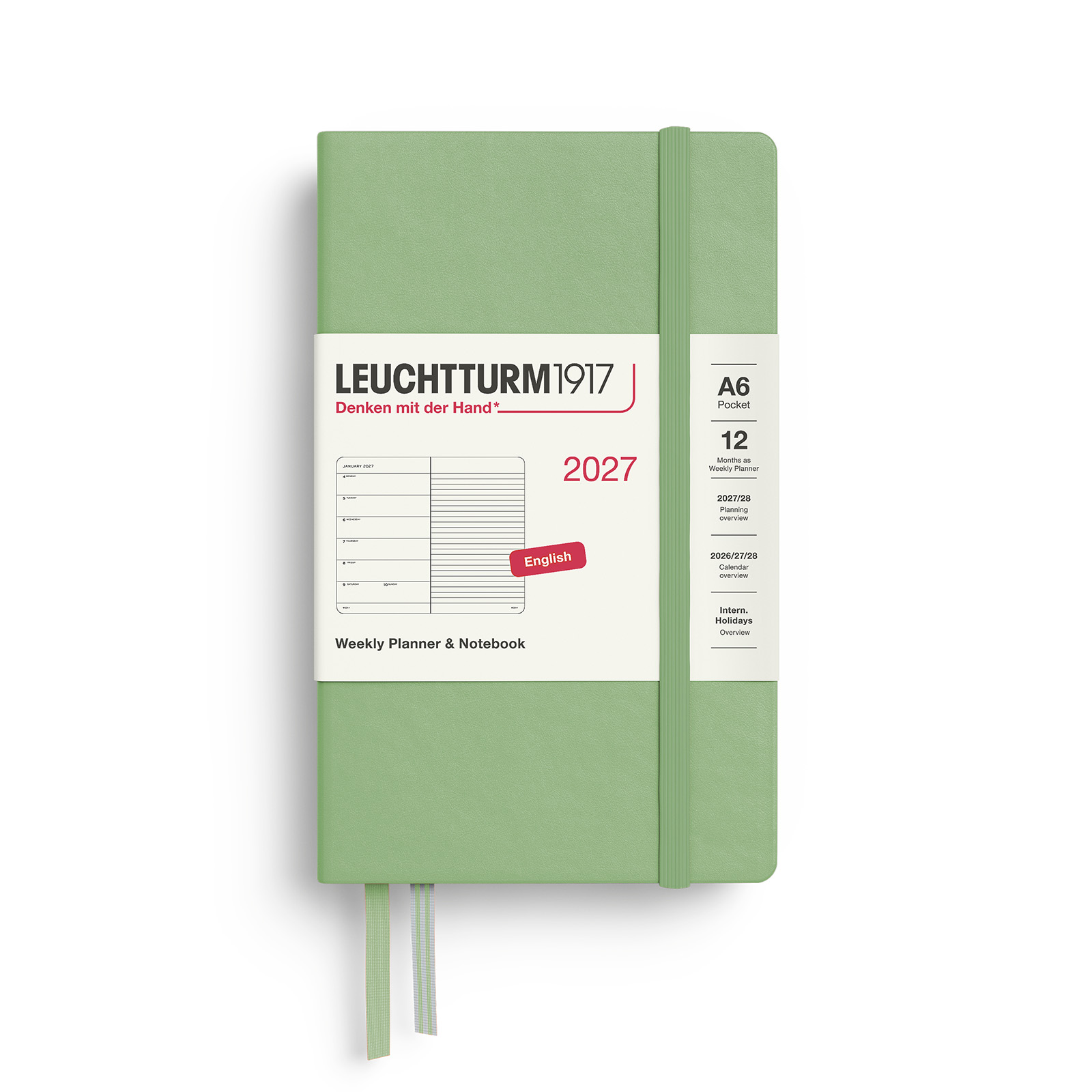 Leuchtturm1917 Weekly Planner & Notebook 2027 Pocket A6 Hardcover