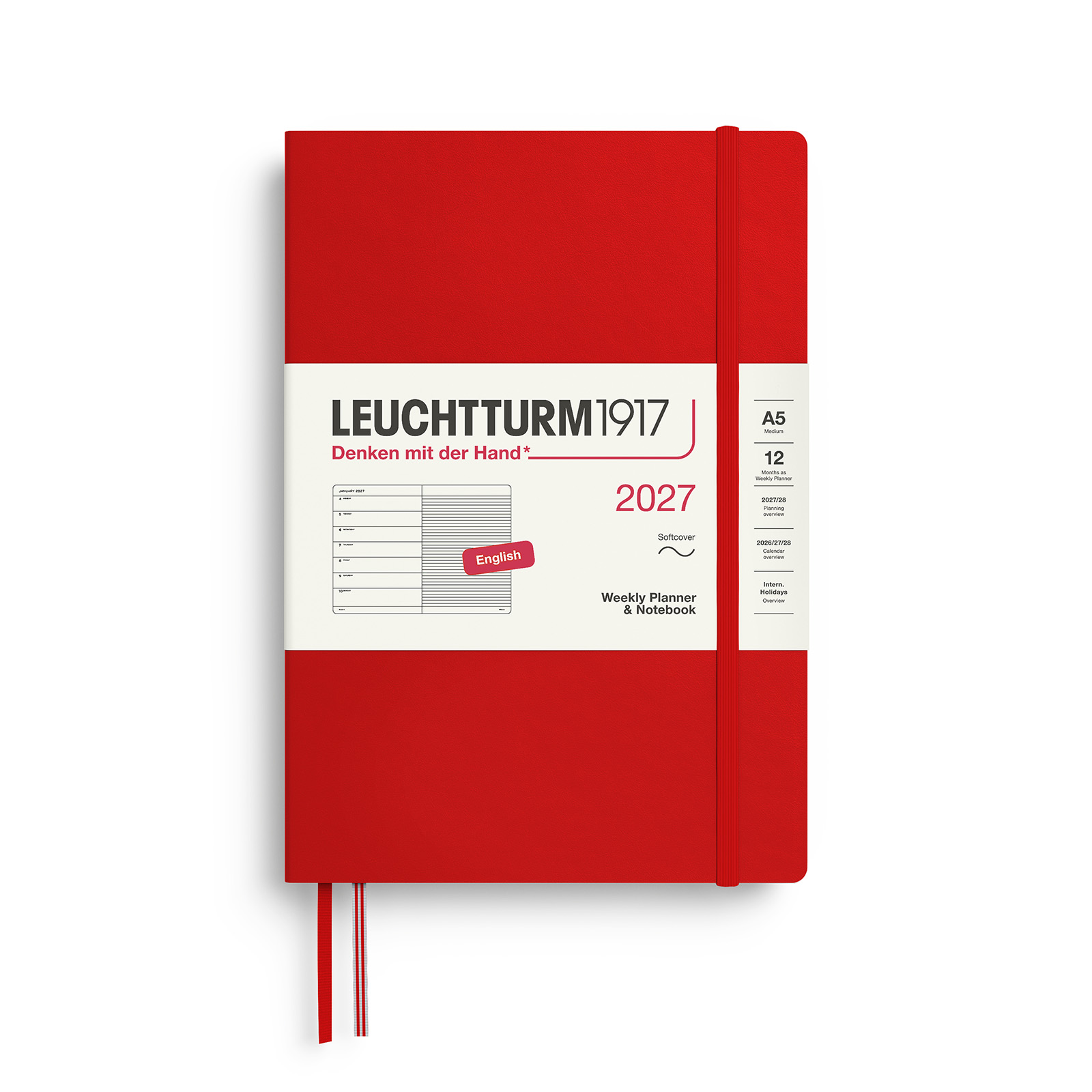 Leuchtturm1917 Weekly Planner & Notebook 2027 A5 Softcover