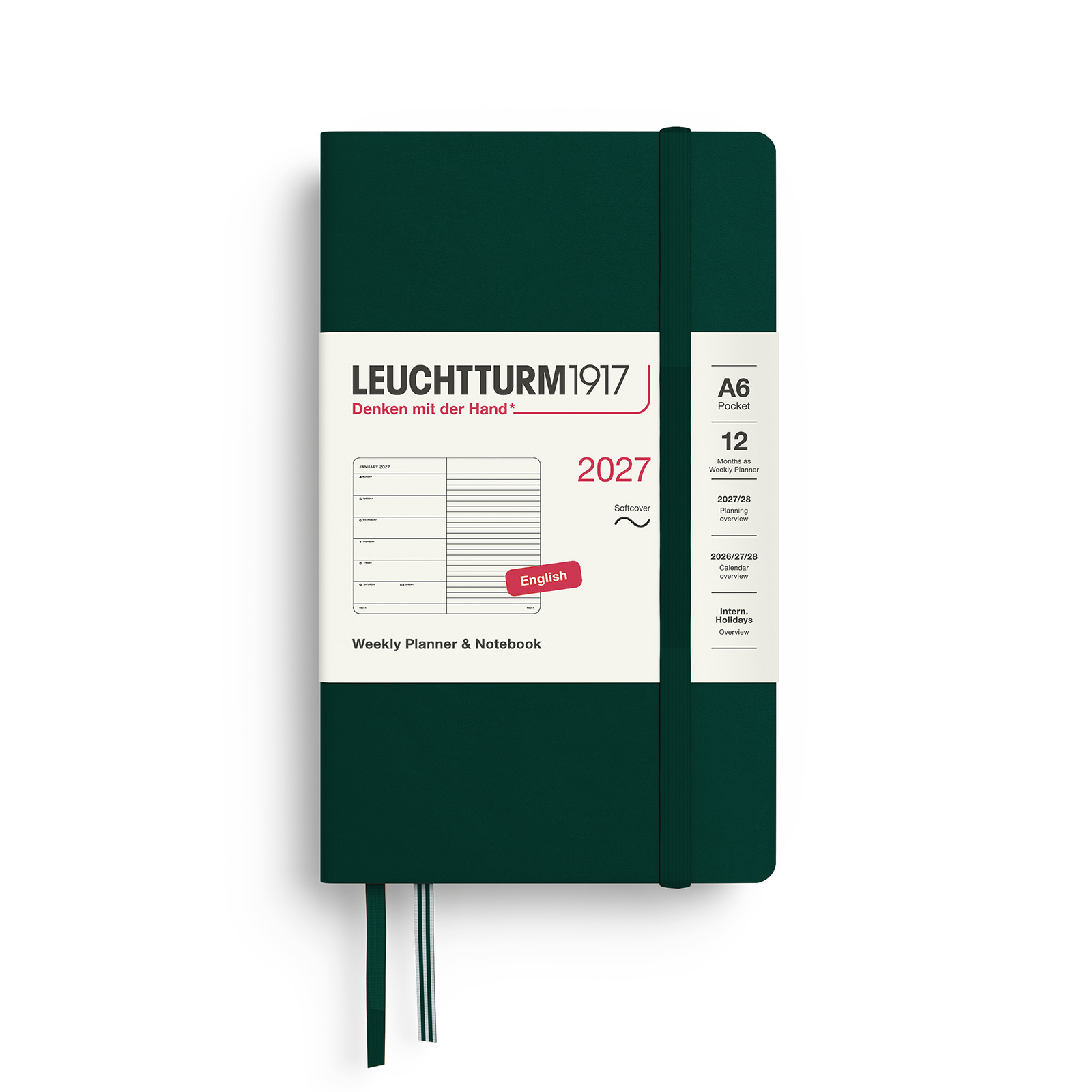Leuchtturm1917 Weekly Planner & Notebook 2027 Pocket A6 Softcover