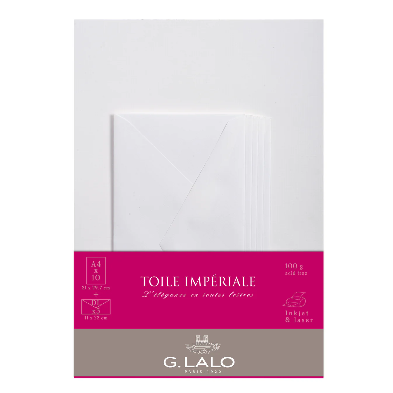 G.Lalo Toile Imperiale Correspondence Set Soft White