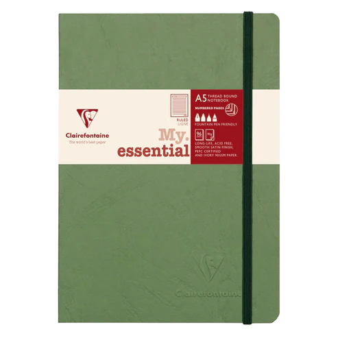 Clairefontaine Notebook Thread bound Ruled A5 Green