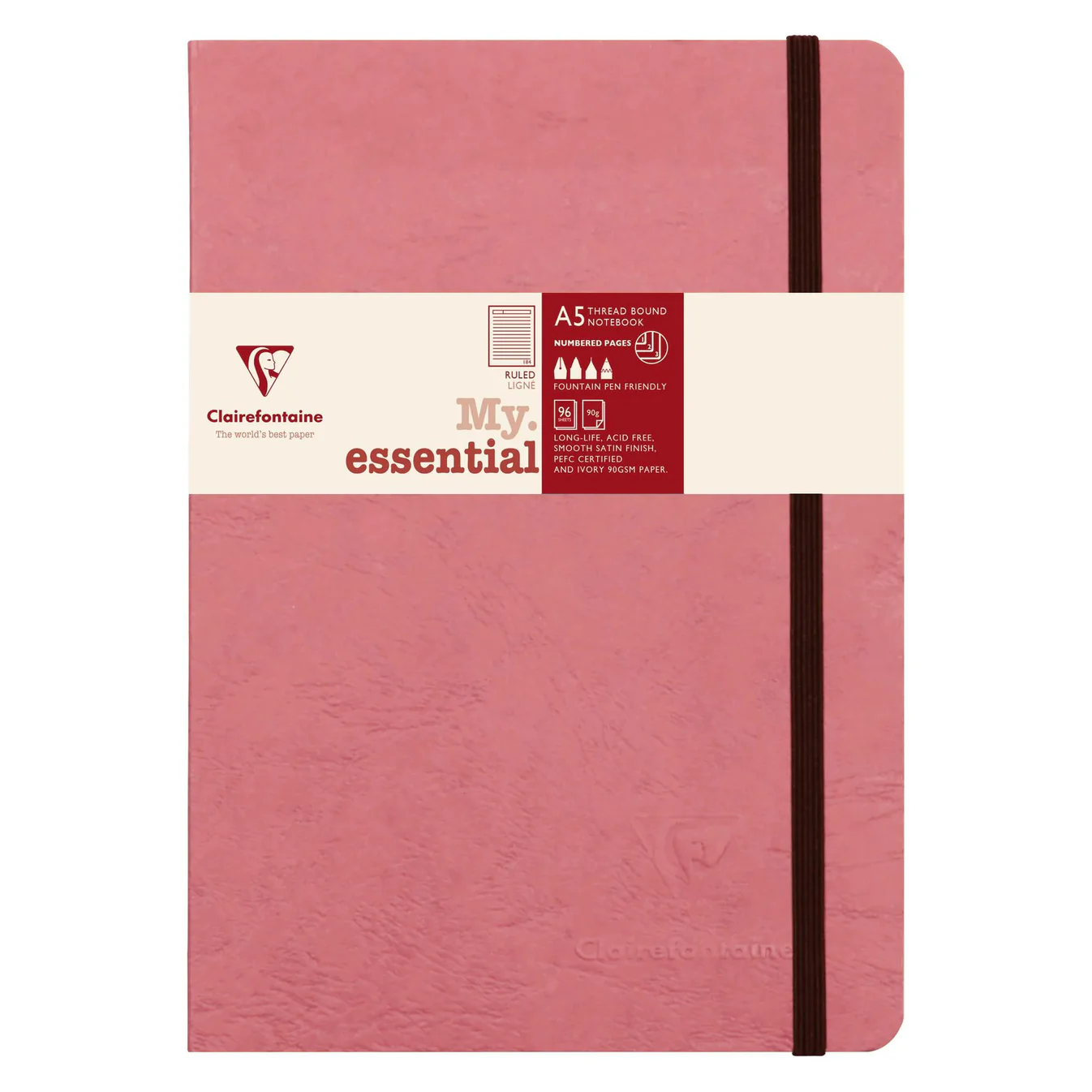 Clairefontaine Threadbound Notebook Ruled A5 Antique Rose