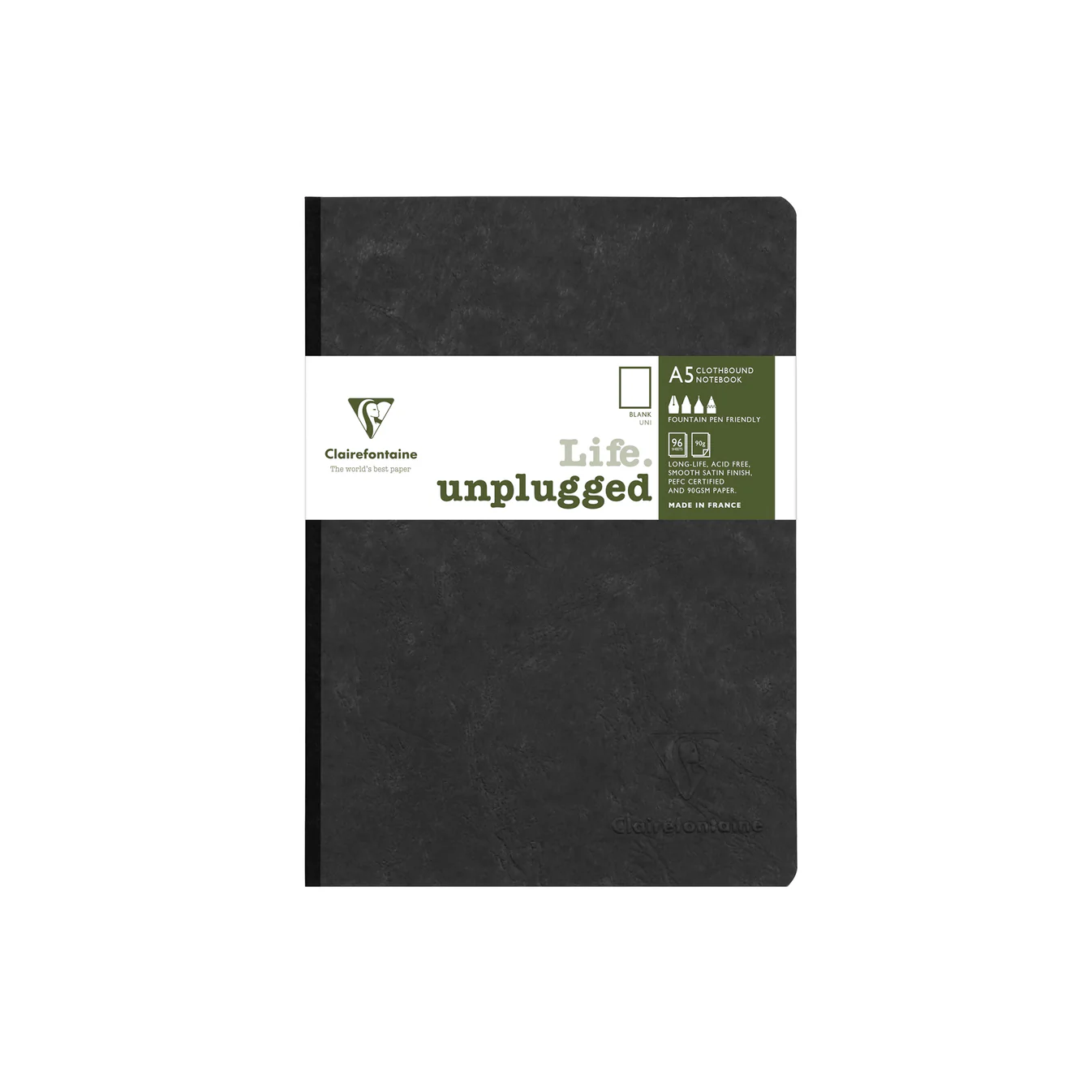 Clairefontaine Clothbound Notebook Plain A5 Black