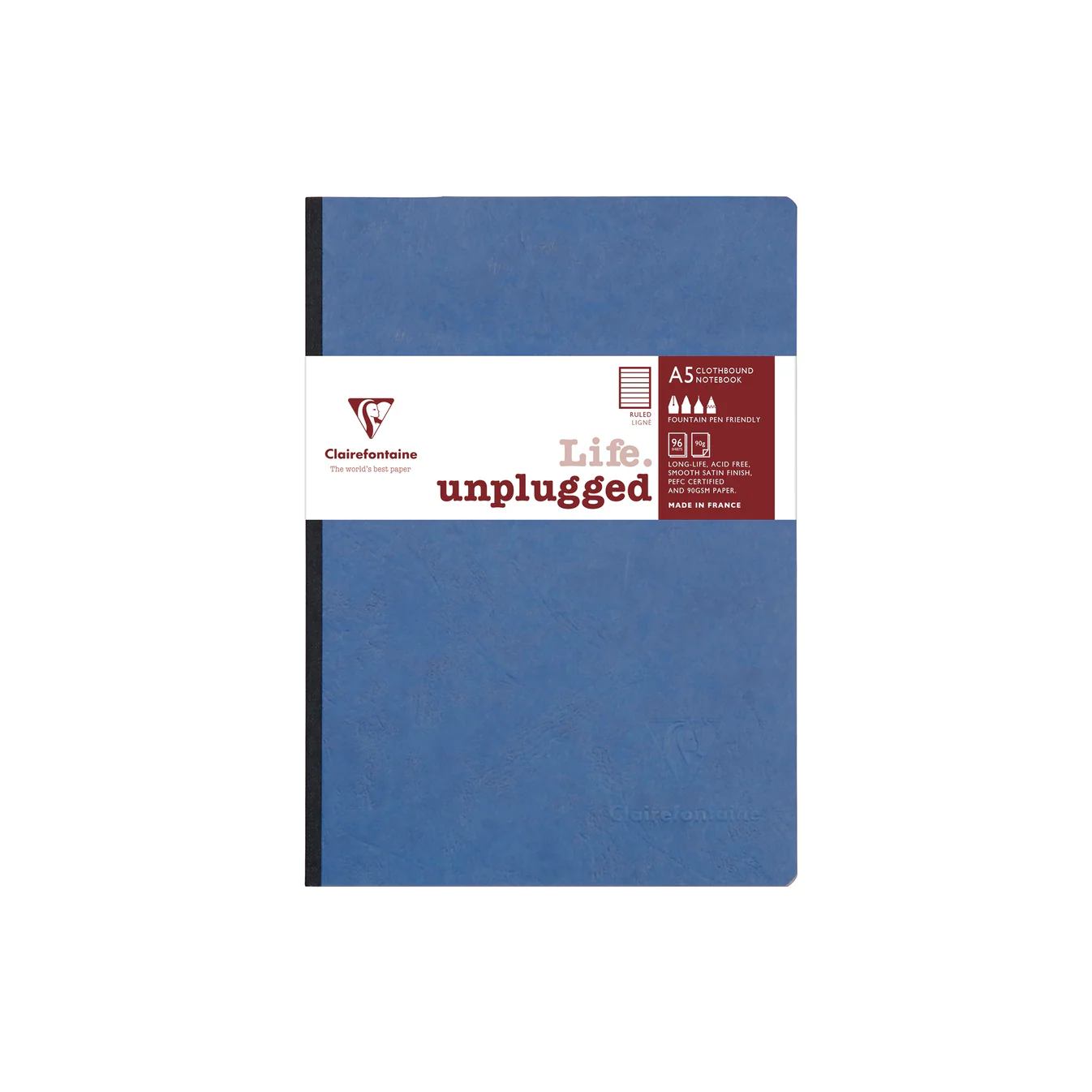 Clairefontaine Clothbound Notebook Ruled A5 Blue
