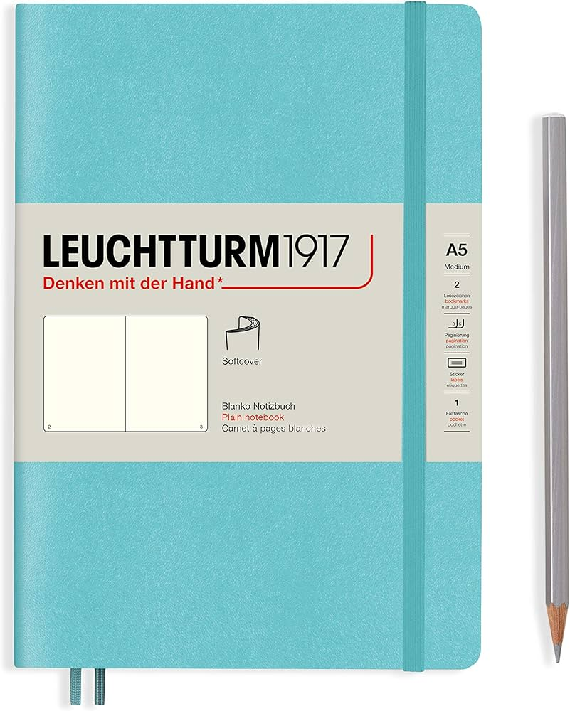 Leuchtturm1917 Notebook Softcover Medium (A5) Plain Aquamarine