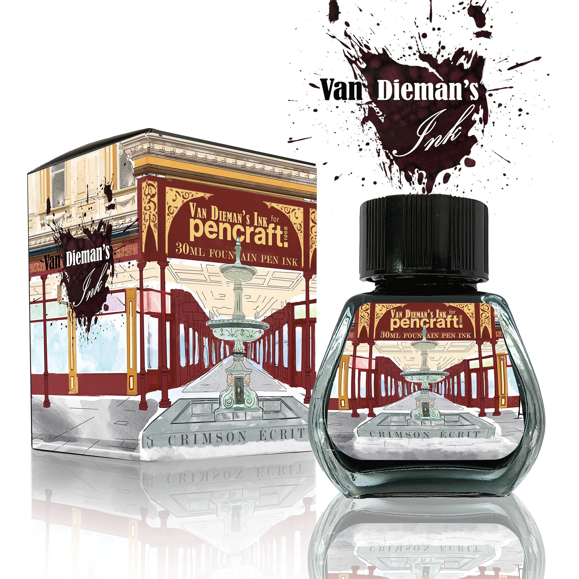 VAN DIEMAN'S INK Pencraft the Boutique Crimson Ecrit Ink Bottle 30ml - Pencraft the boutique