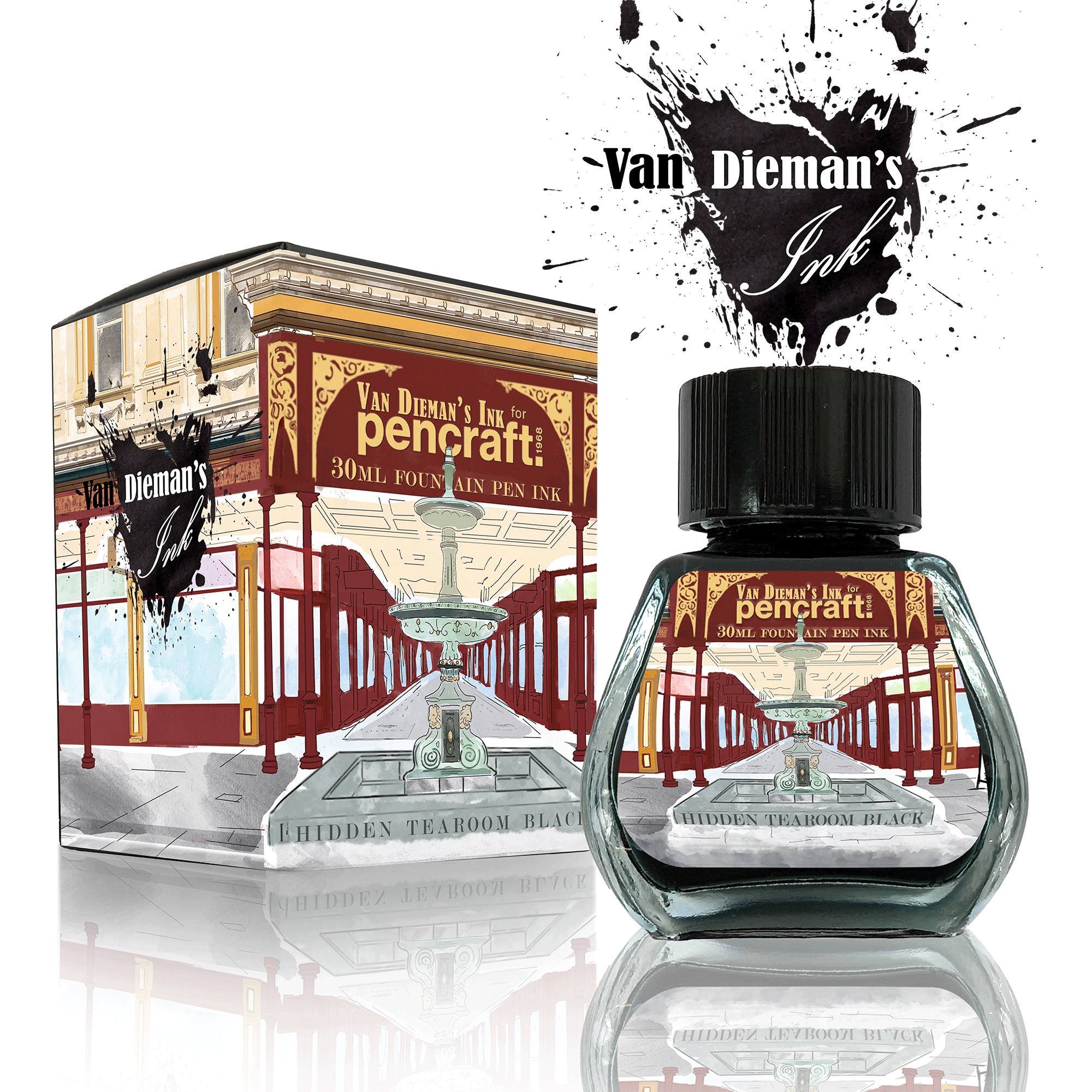 VAN DIEMAN'S INK Pencraft the Boutique Hidden Tearoom Black Fountain Pen Ink 30ml - Pencraft the boutique