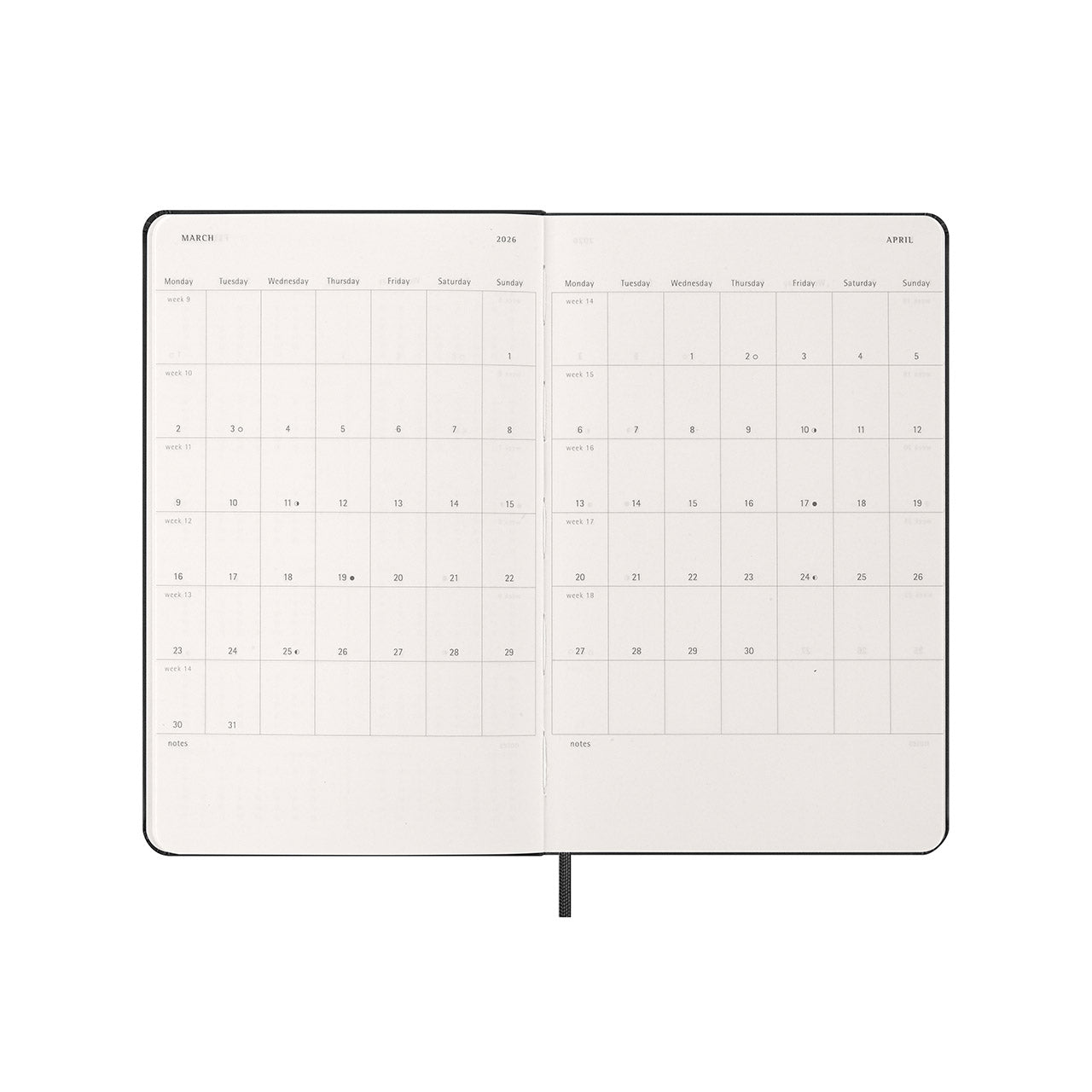 Moleskine 2026 Hard Cover Diary Weekly Horizontal Large