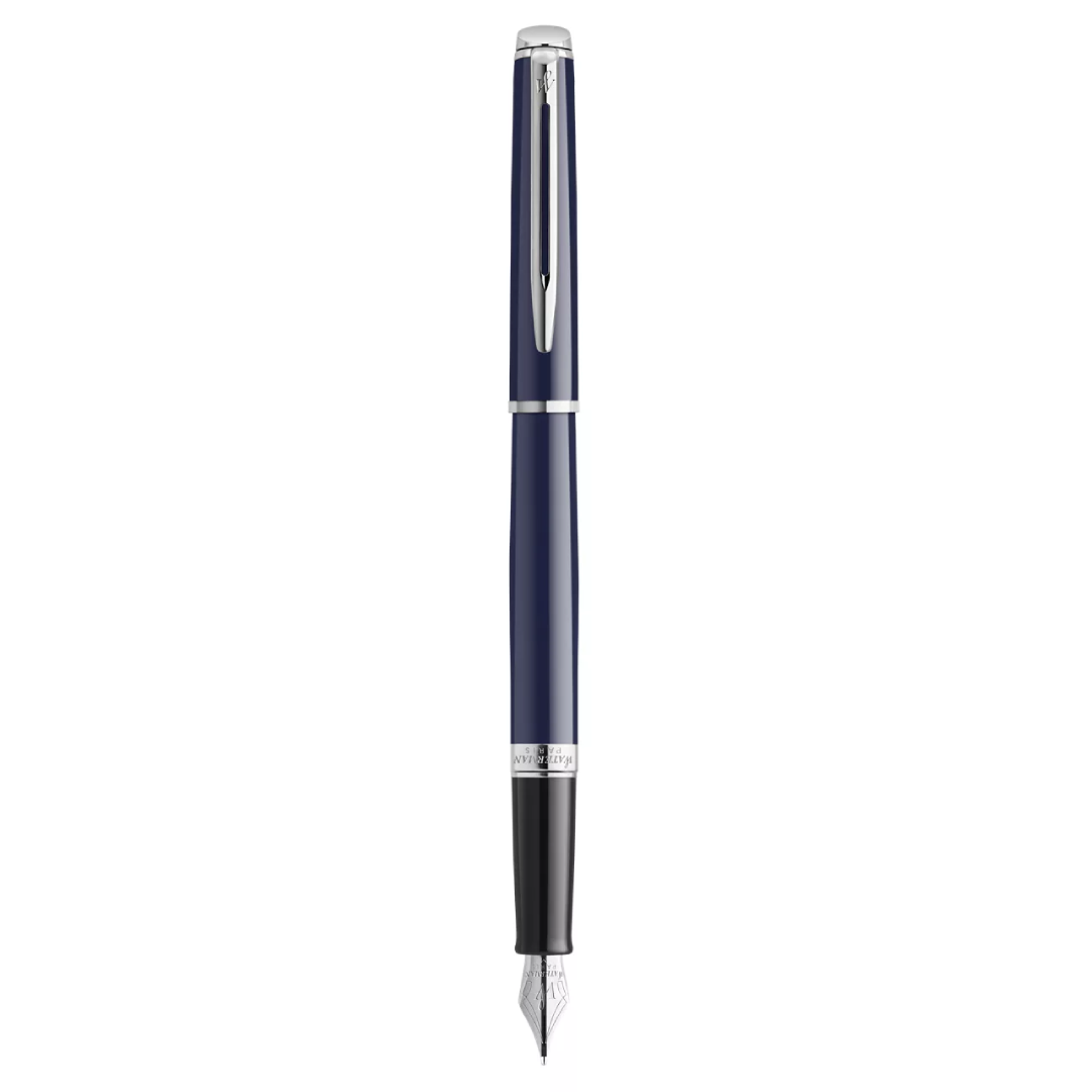 Waterman Hemisphere Black Blue Lacquer Chrome Trim Fountain Pen
