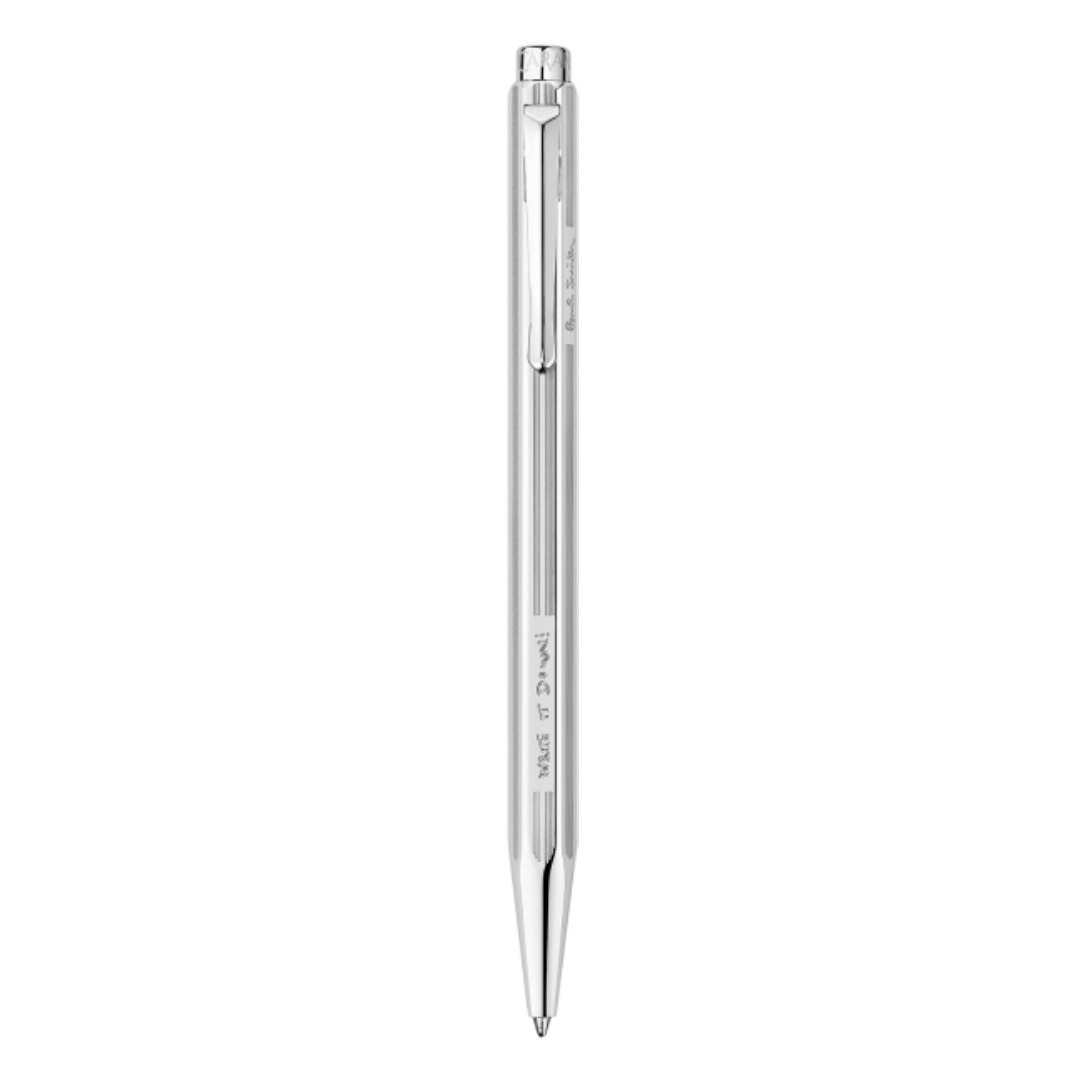 Caran D'Ache + Paul Smith Ecridor Grey Silver Ballpoint with Leather Case