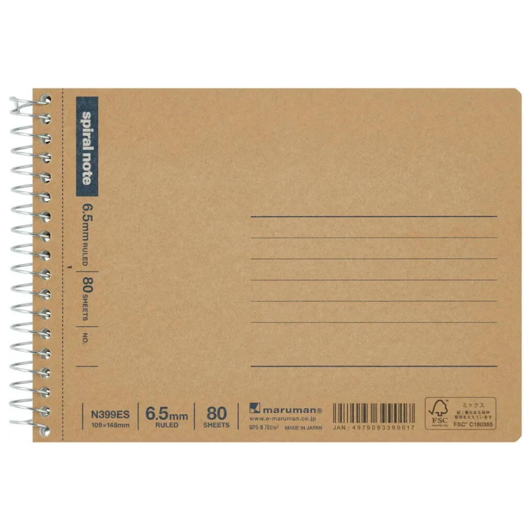 Maruman Spiral Notebook 6.5mm Ruled A6E 80 Sheets