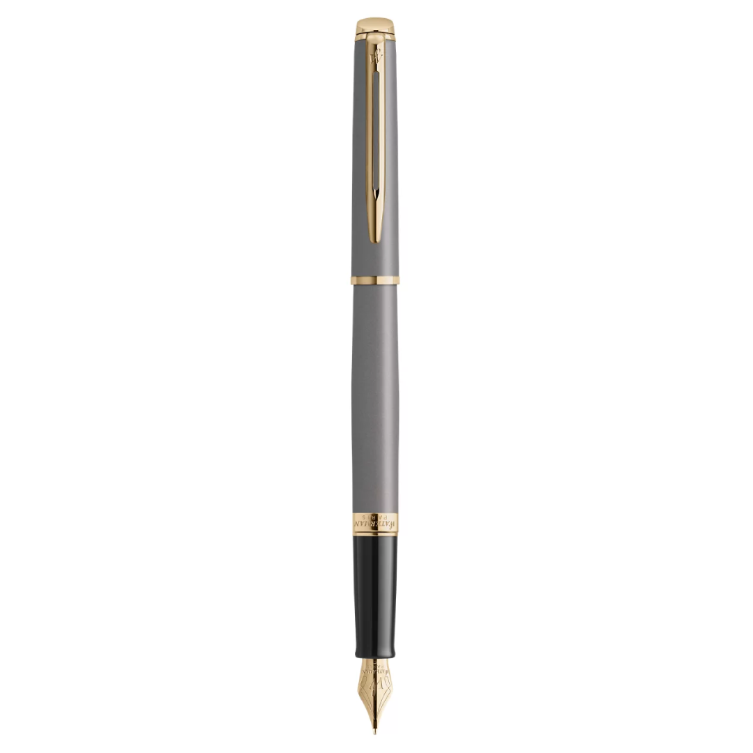 Waterman Hemisphere Metallic Stone Grey Gold Trim Fountain Pen