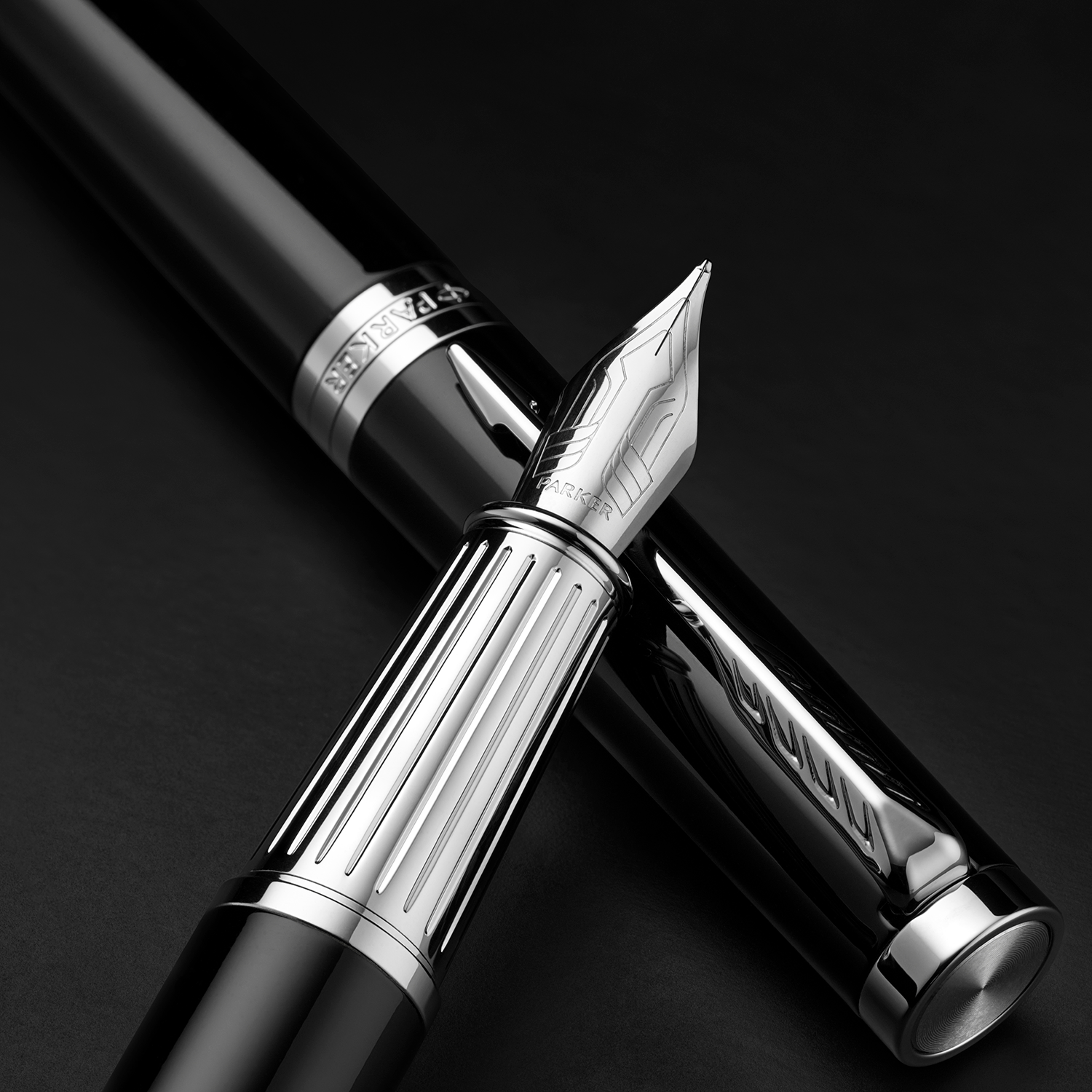 Parker Ingenuity Black Lacquer Chrome Trim Fountain Pen Fine Nib - Pencraft the boutique