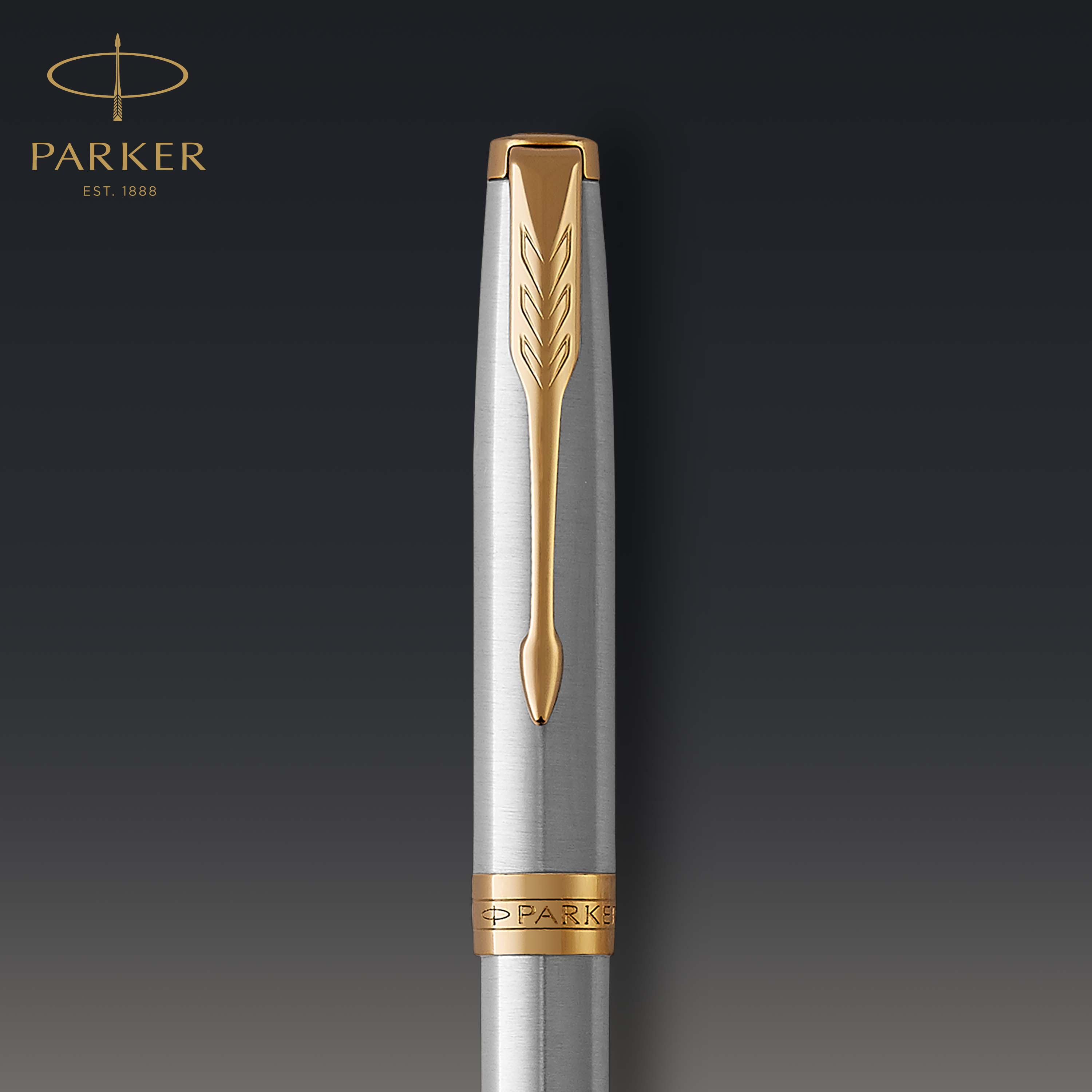 Parker Sonnet Stainless Steel Gold Trim Ballpoint Pen - Pencraft the boutique