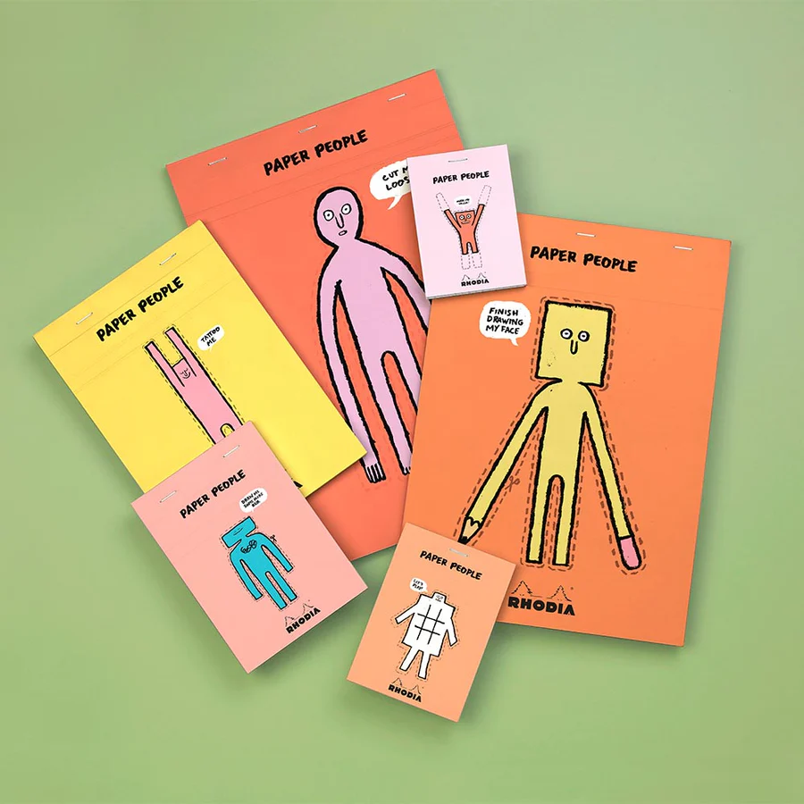 Rhodia Pad #11 Jean Jullien 'Paper People' 90th Anniversary Collection Top Stapled 5x5 Grid Pink