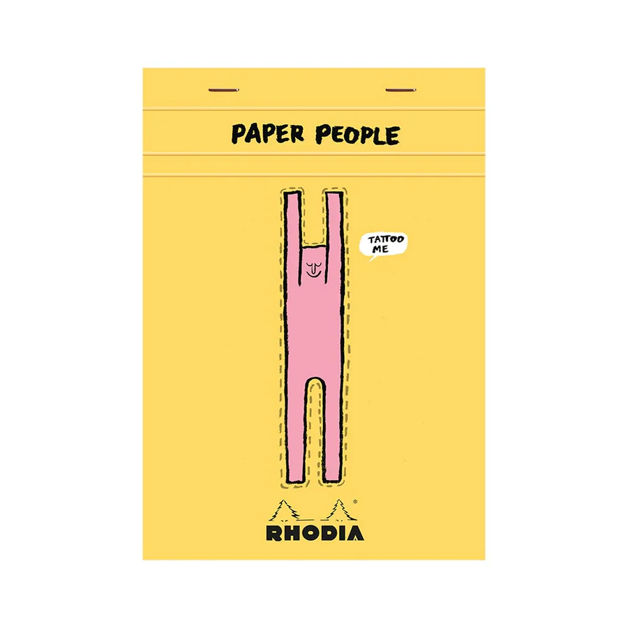 Rhodia Pad #16 Jean Jullien 'Paper People' 90th Anniversary Collection Top Stapled 5x5 Grid Yellow
