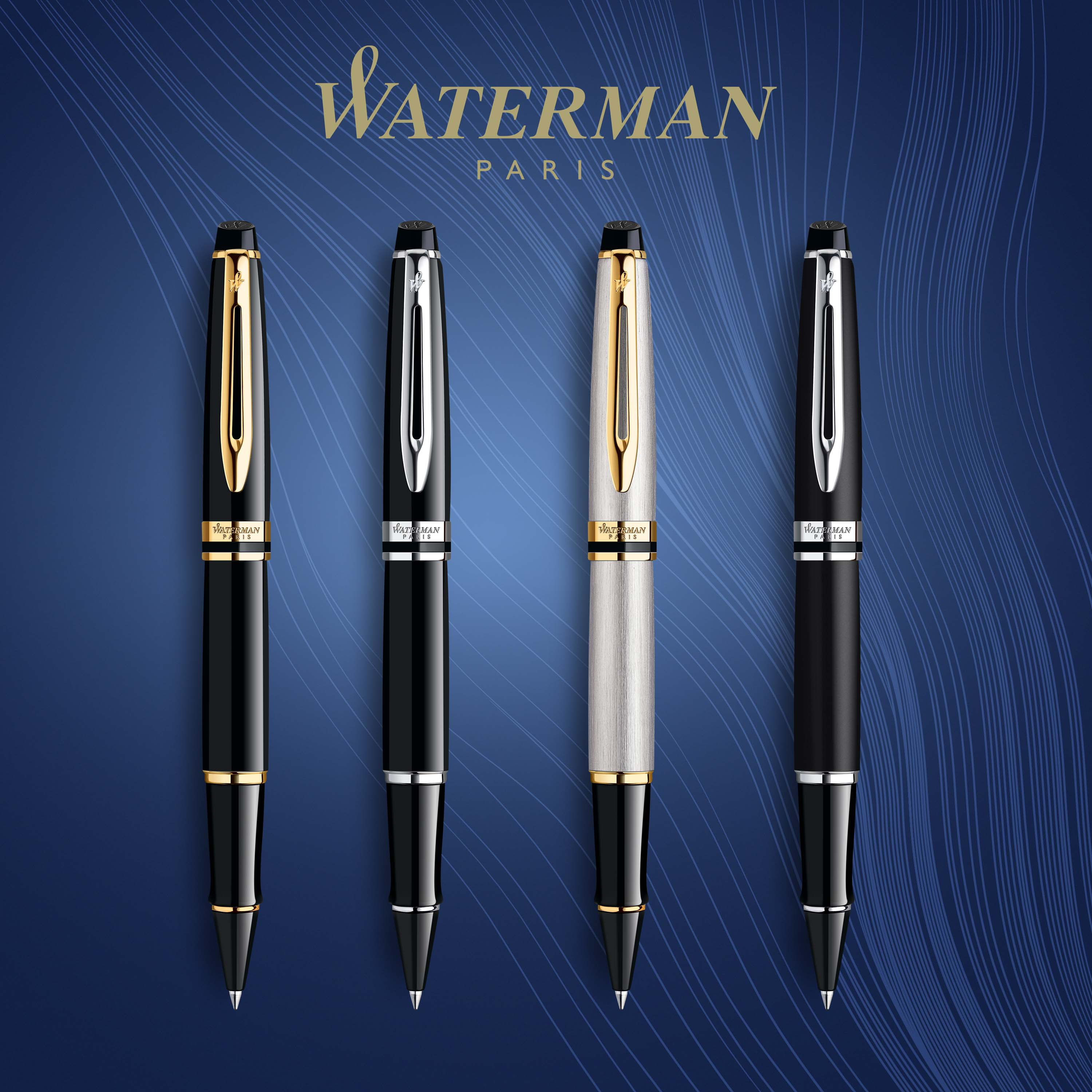 Waterman Expert Black Lacquer Chrome Trim Rollerball - Pencraft the boutique