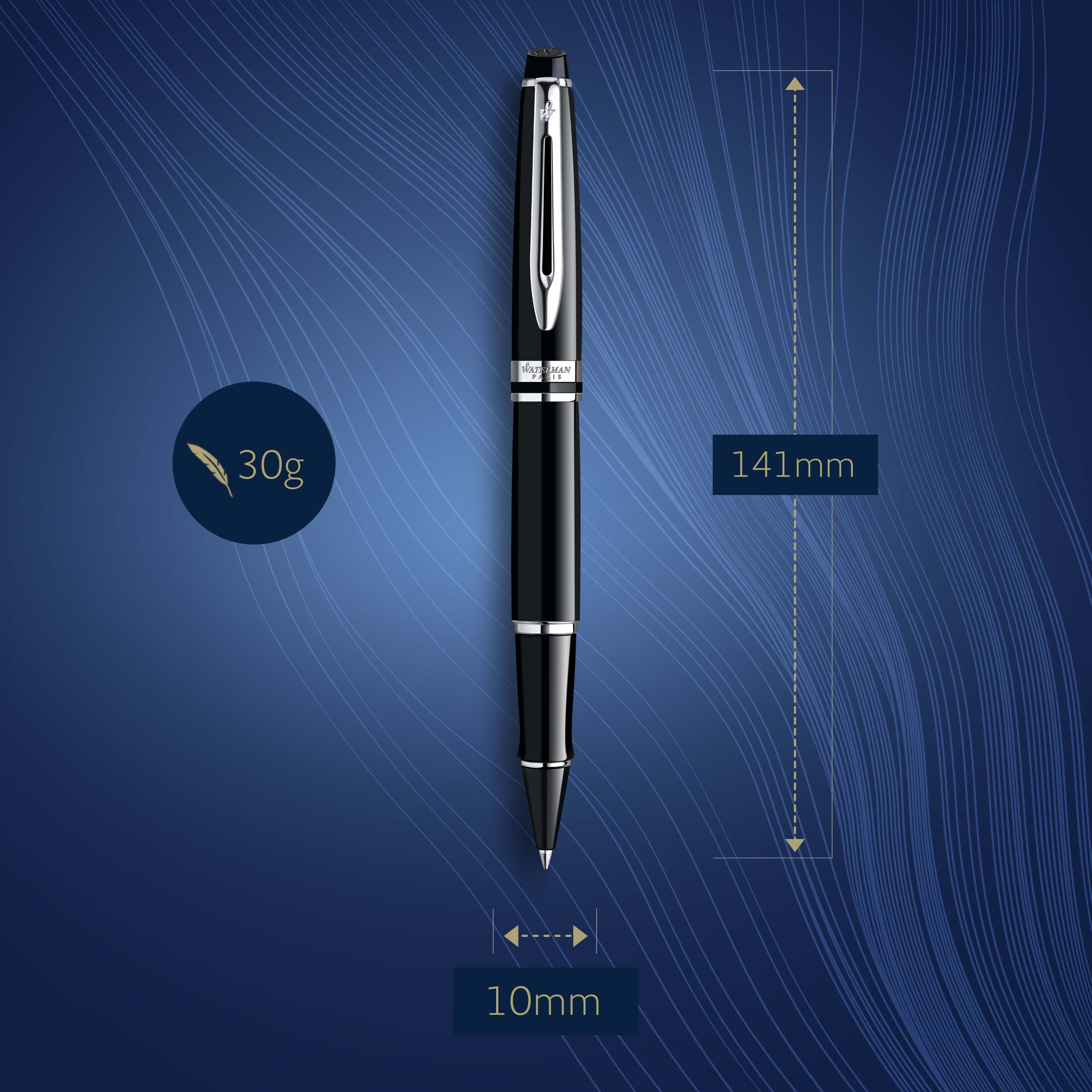 Waterman Expert Black Lacquer Chrome Trim Rollerball - Pencraft the boutique