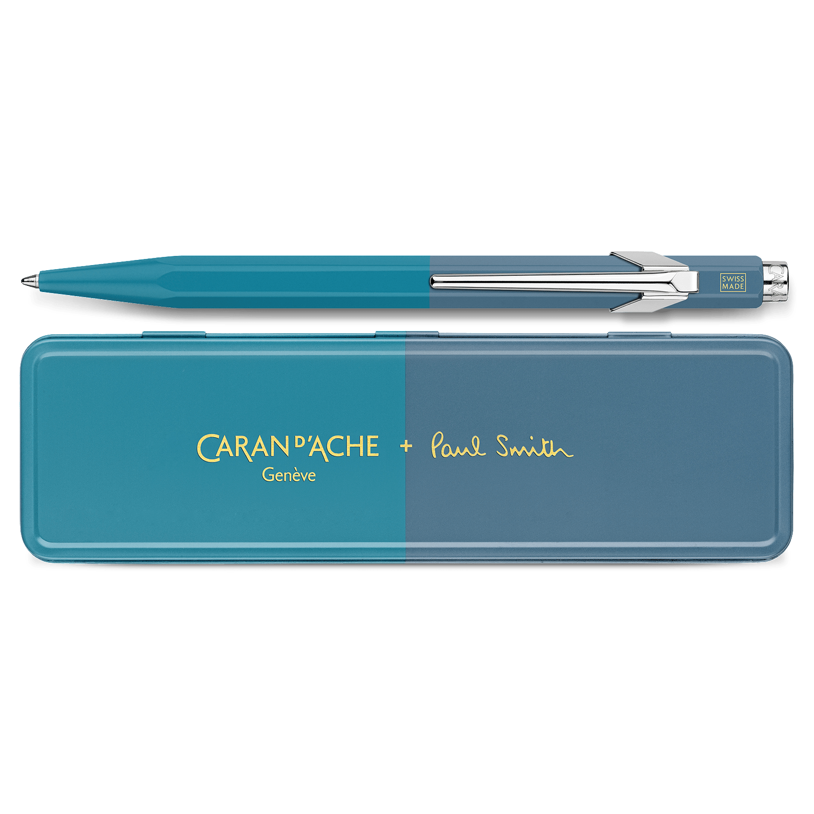 Caran D'Ache + Paul Smith Edition 4 849 Limited Edition Cyan Steel Ballpoint Pen - Pencraft the boutique