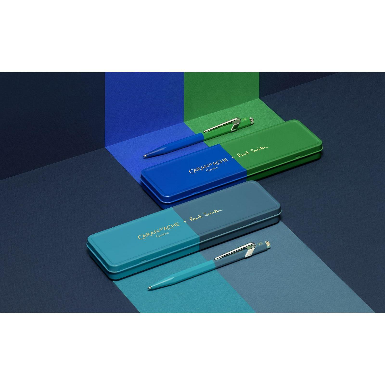 Caran D'Ache + Paul Smith Edition 4 849 Limited Edition Cyan Steel Ballpoint Pen - Pencraft the boutique