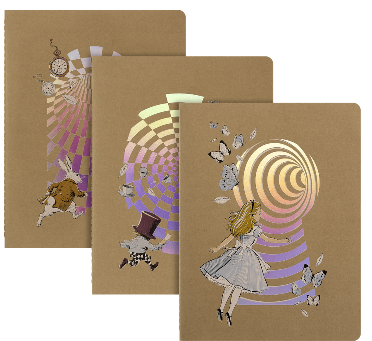 Moleskine - Cahier Notebook - Set of 3 - Ruled - Extra Large - Alice in Wonderland