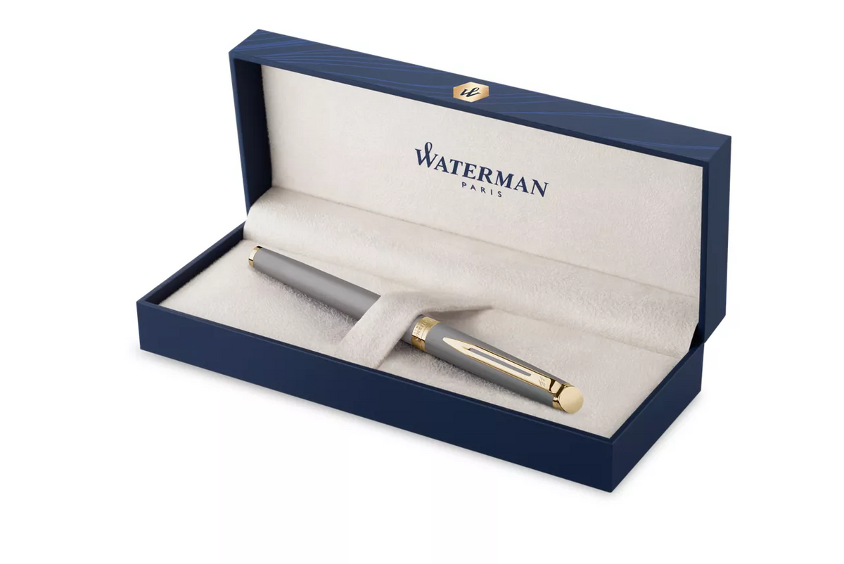 Waterman Hemisphere Metallic Stone Grey Gold Trim Fountain Pen