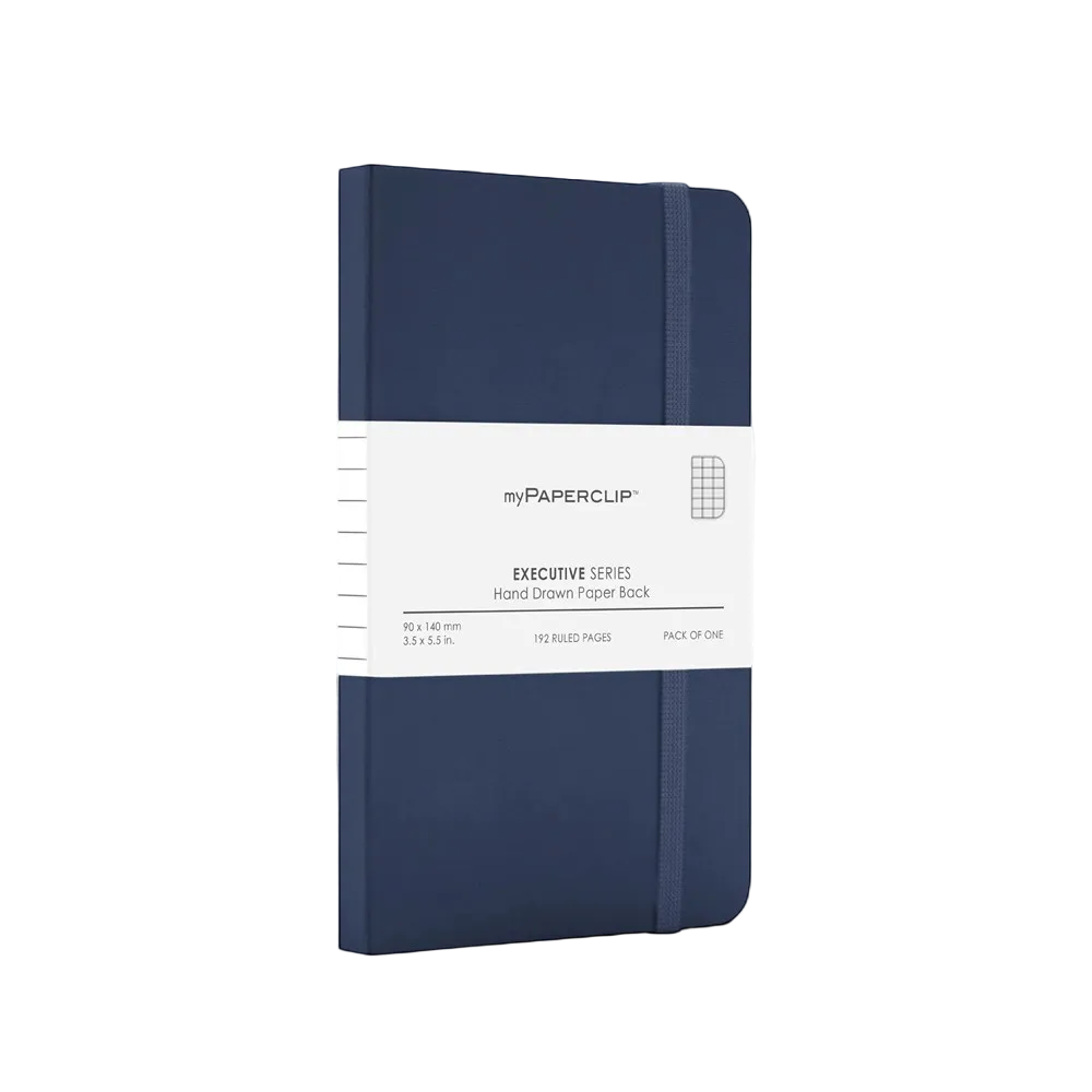 myPAPERCLIP Executive Series Small Pocket Notebook - Checks/Grid - Blue
