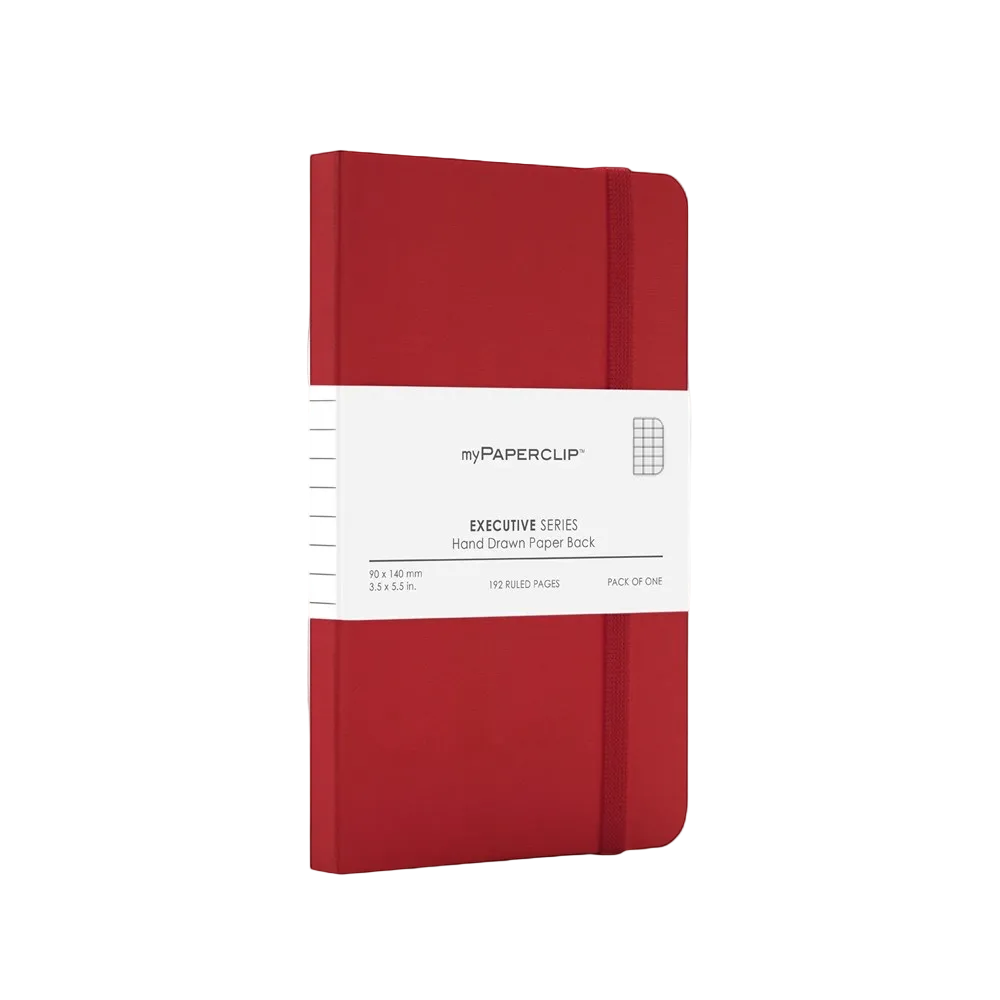 myPAPERCLIP Executive Series Small Pocket Notebook - Checks/Grid- Red