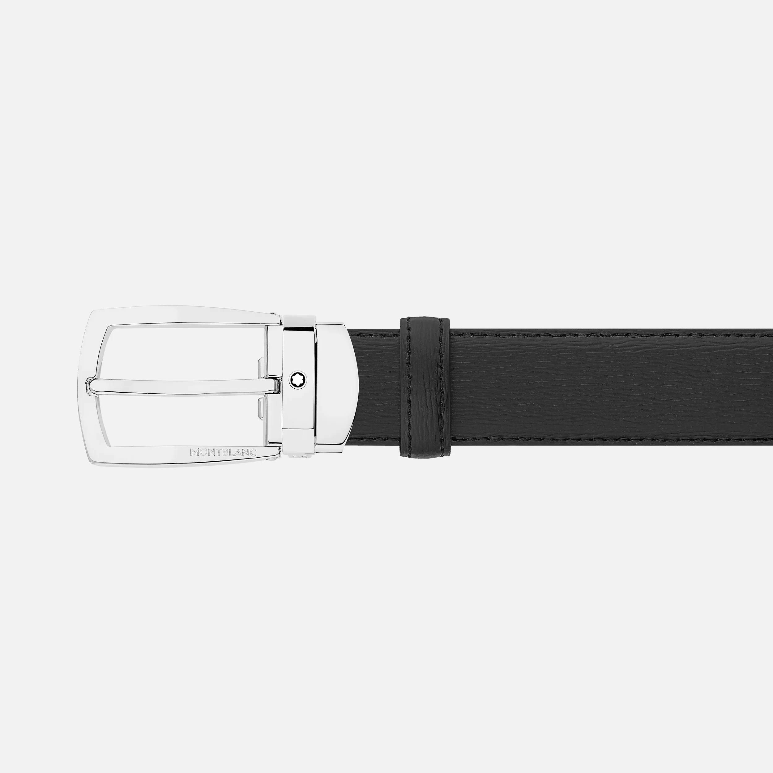 Montblanc Belt Trapeze Shiny Stainless Steel Buckle Westside Leather Black 30mm - Pencraft the boutique