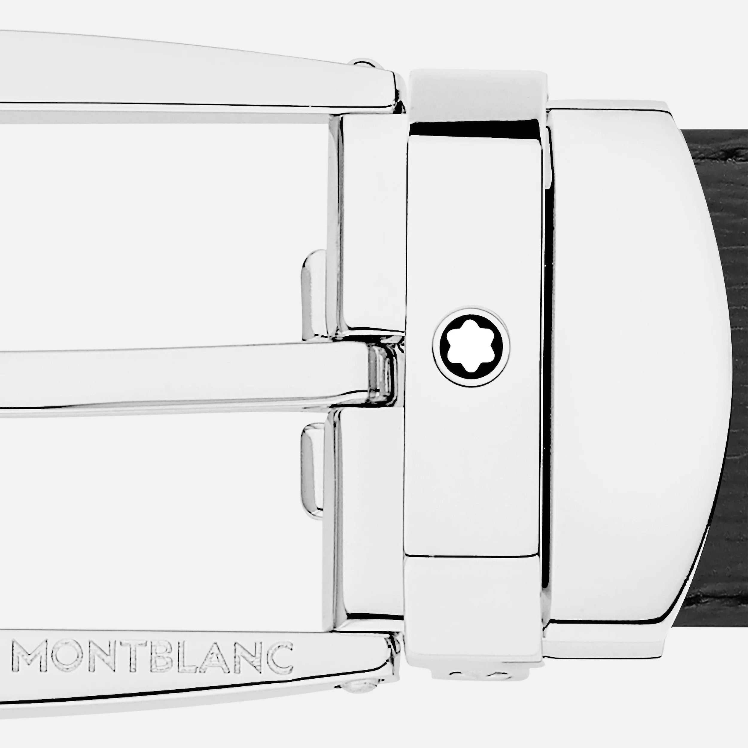 Montblanc Belt Trapeze Shiny Stainless Steel Buckle Westside Leather Black 30mm - Pencraft the boutique