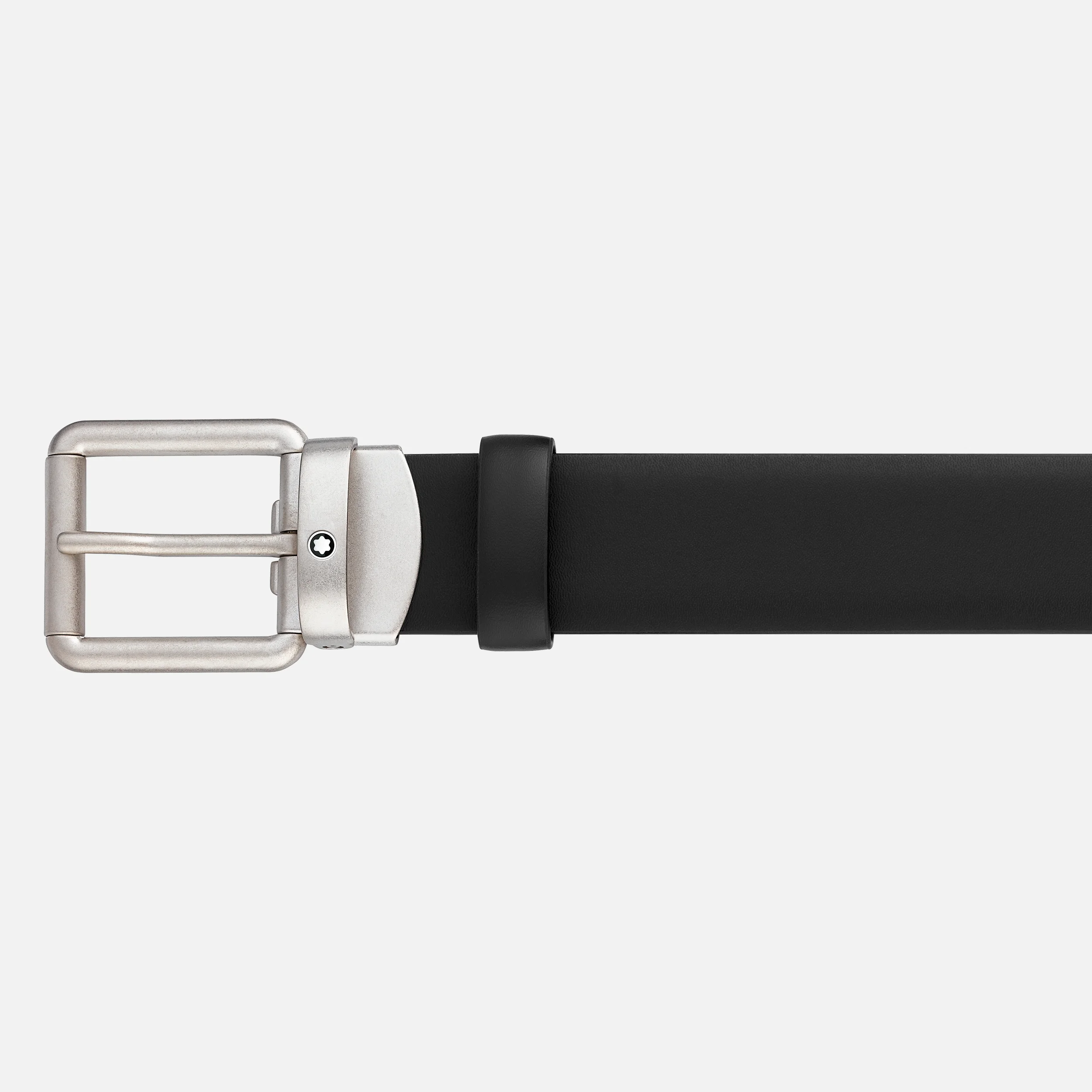 Montblanc Belt Rounded Square Vintage Stainless Steel Buckle Matte Leather Black 30mm - Pencraft the boutique