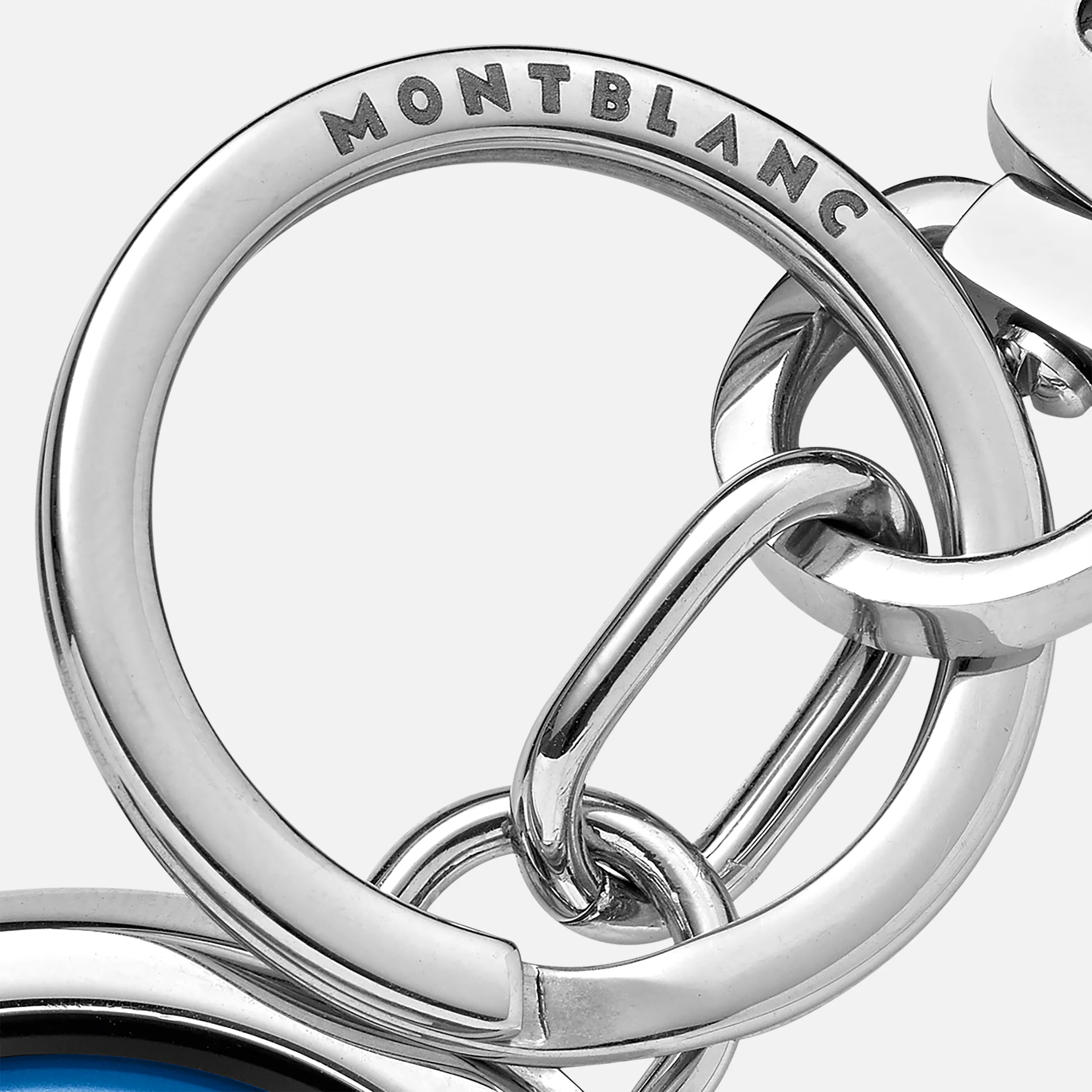 Montblanc Meisterstuck Key Fob Spinning Emblem Palladium Blue - Pencraft the boutique