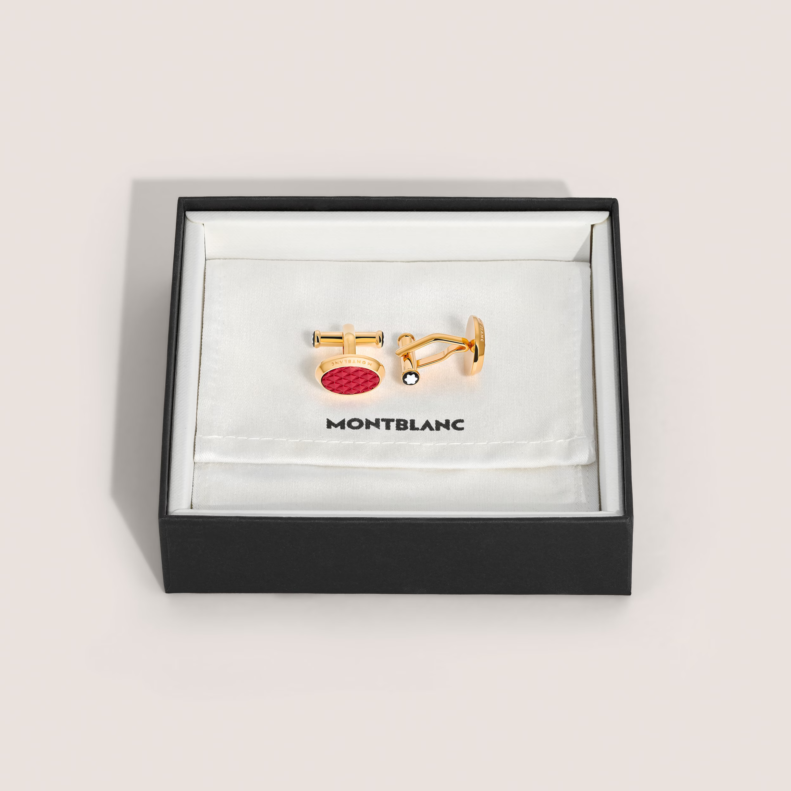 Montblanc Meisterstück Oval Cufflinks with Geometric Lacquer Inlay Red
