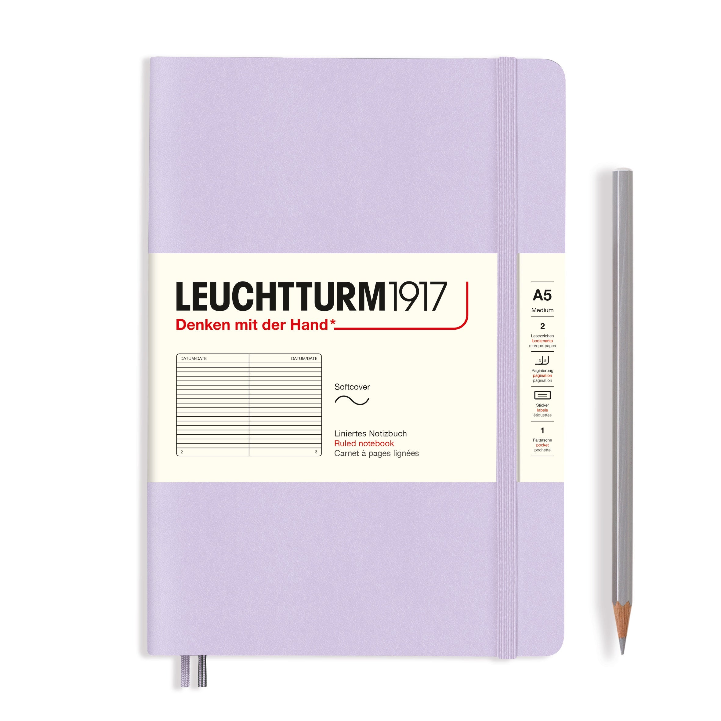 Leuchtturm1917 Notebook Softcover Medium (A5) Ruled Lilac - Pencraft the boutique