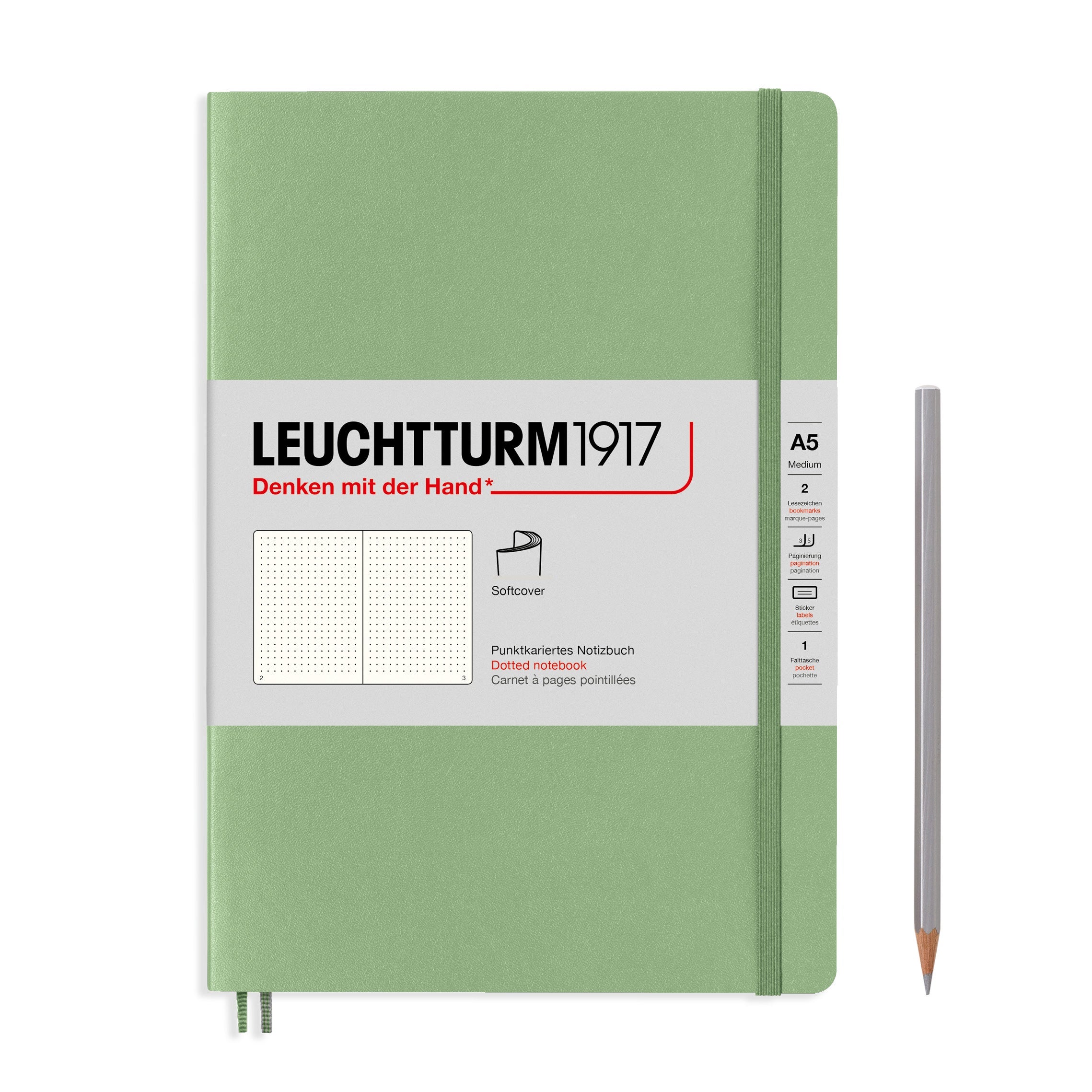 Leuchtturm1917 Notebook Softcover Medium (A5) Dotted Sage - Pencraft the boutique