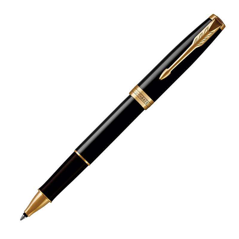 Parker Sonnet Black Lacquer Gold Trim Rollerball - Pencraft the boutique