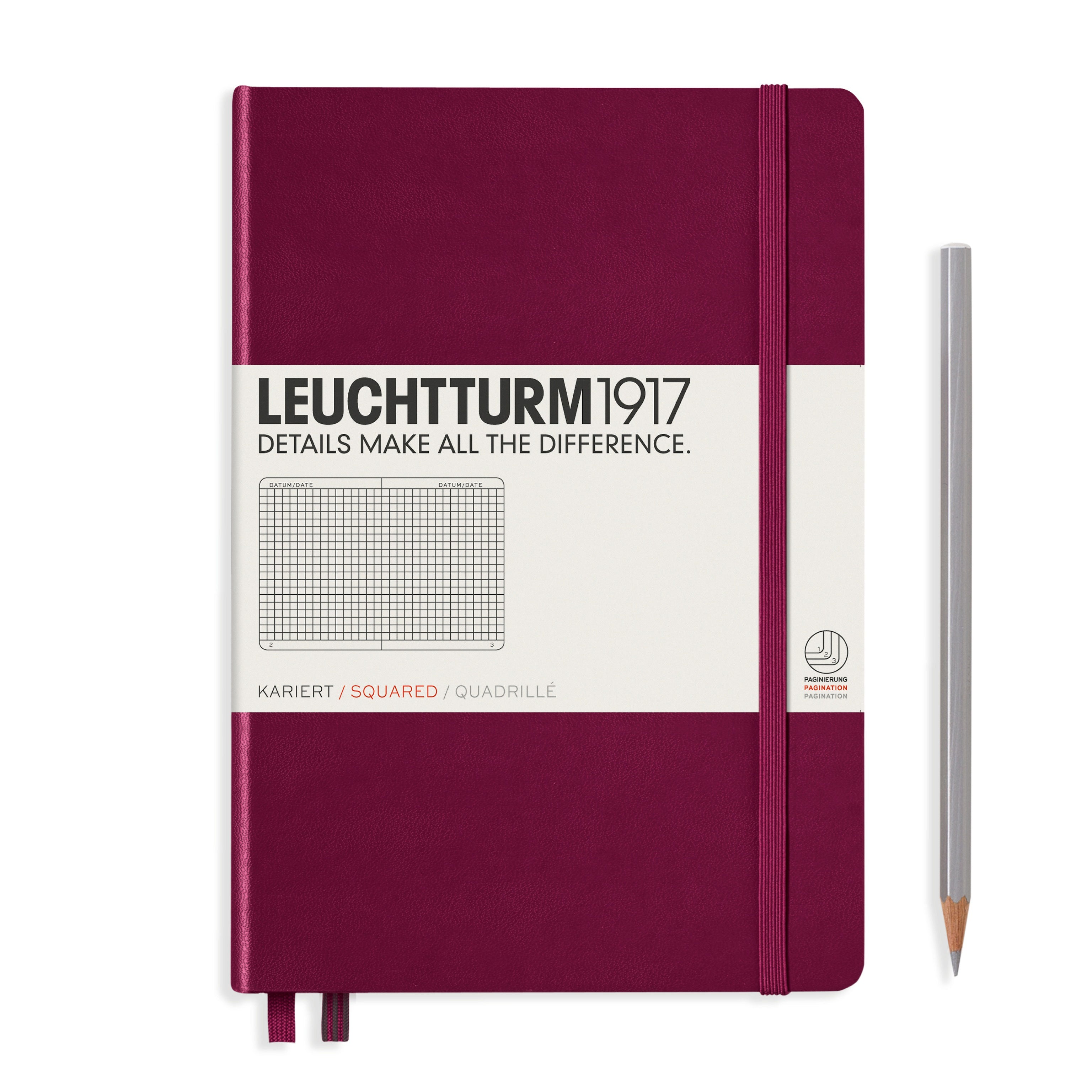 Leuchtturm1917 Notebook Medium (A5) Squared Port Red - Pencraft the boutique