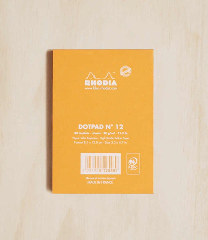 Rhodia Pad #12 Top Stapled Dot Grid Pocket Orange - Pencraft the boutique