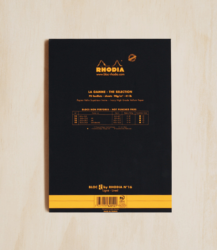 Rhodia Premium R Pad #16 Ruled A5 Black - Pencraft the boutique