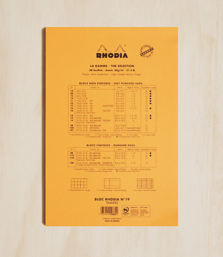 Rhodia Pad #19 Legal Pad Top Stapled Ruled + Margin A4+ Orange - Pencraft the boutique