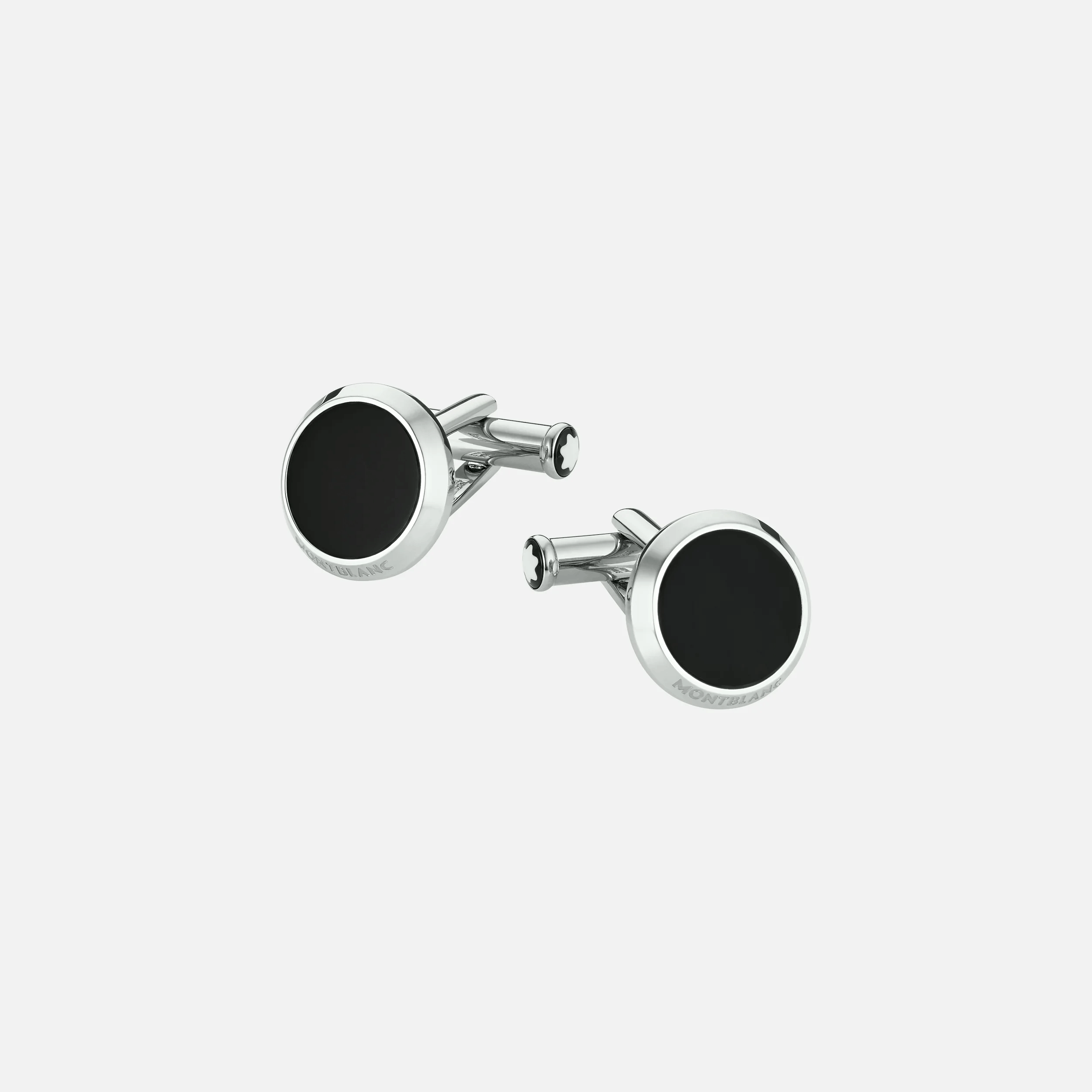 Montblanc Cufflink Round Stainless Steel Black Onyx - Pencraft the boutique