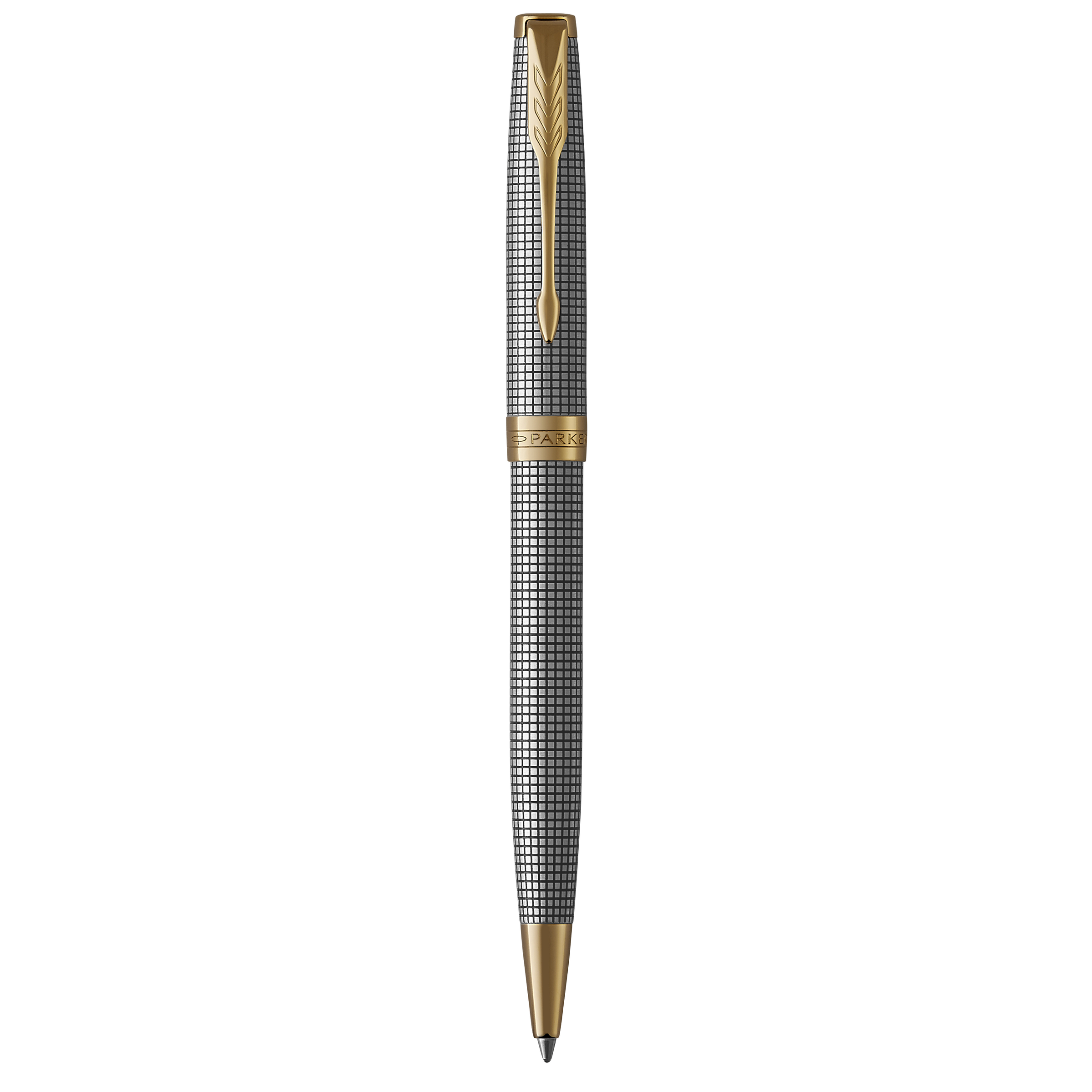 Parker Sonnet Cisele Silver Grid Gold Trim Ballpoint - Pencraft the boutique