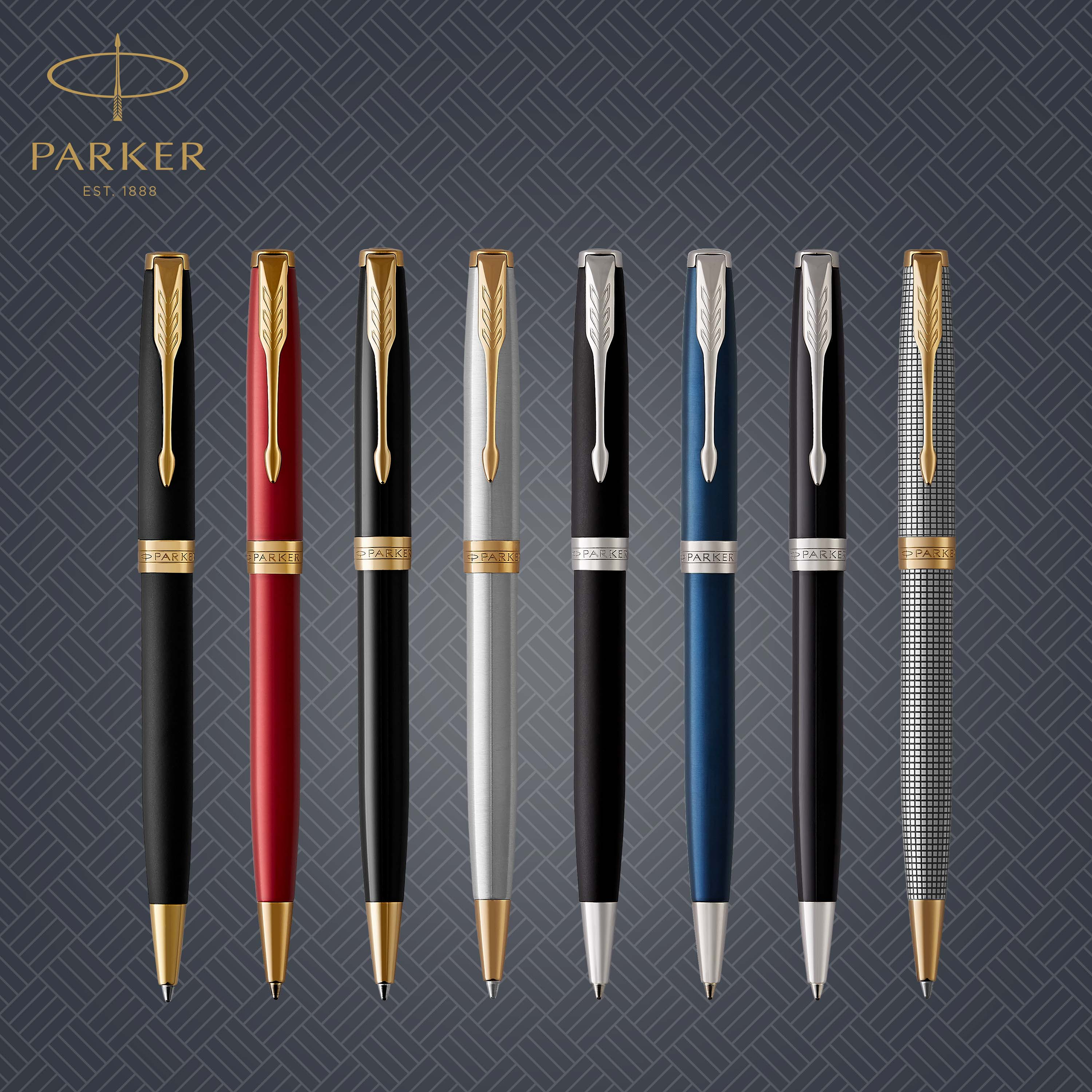 Parker Sonnet Cisele Silver Grid Gold Trim Ballpoint - Pencraft the boutique